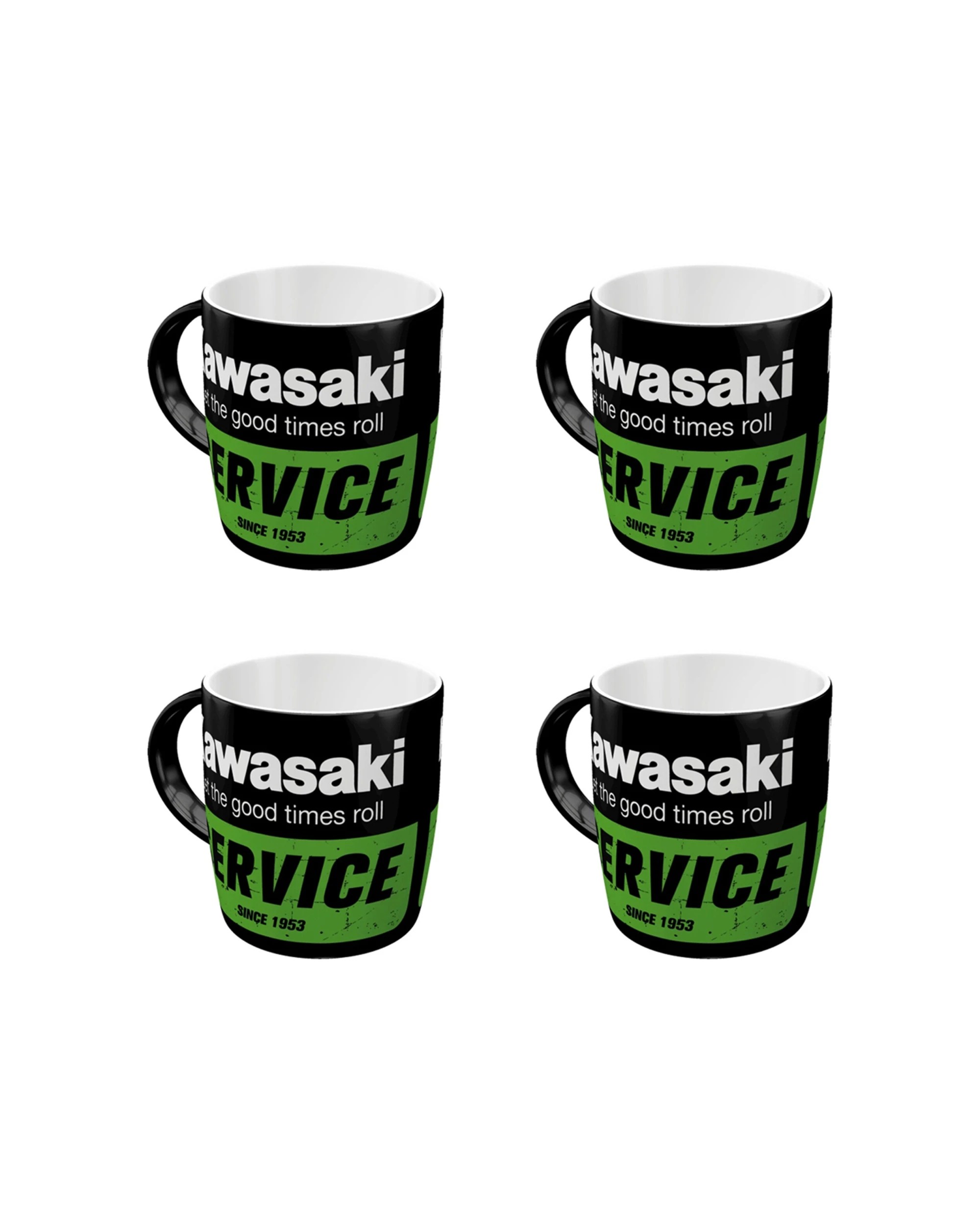 1 Nostalgic-Art 4PK Ceramic Mug 330ml Retro Design - Kawasaki Service - Black, 1 of 5