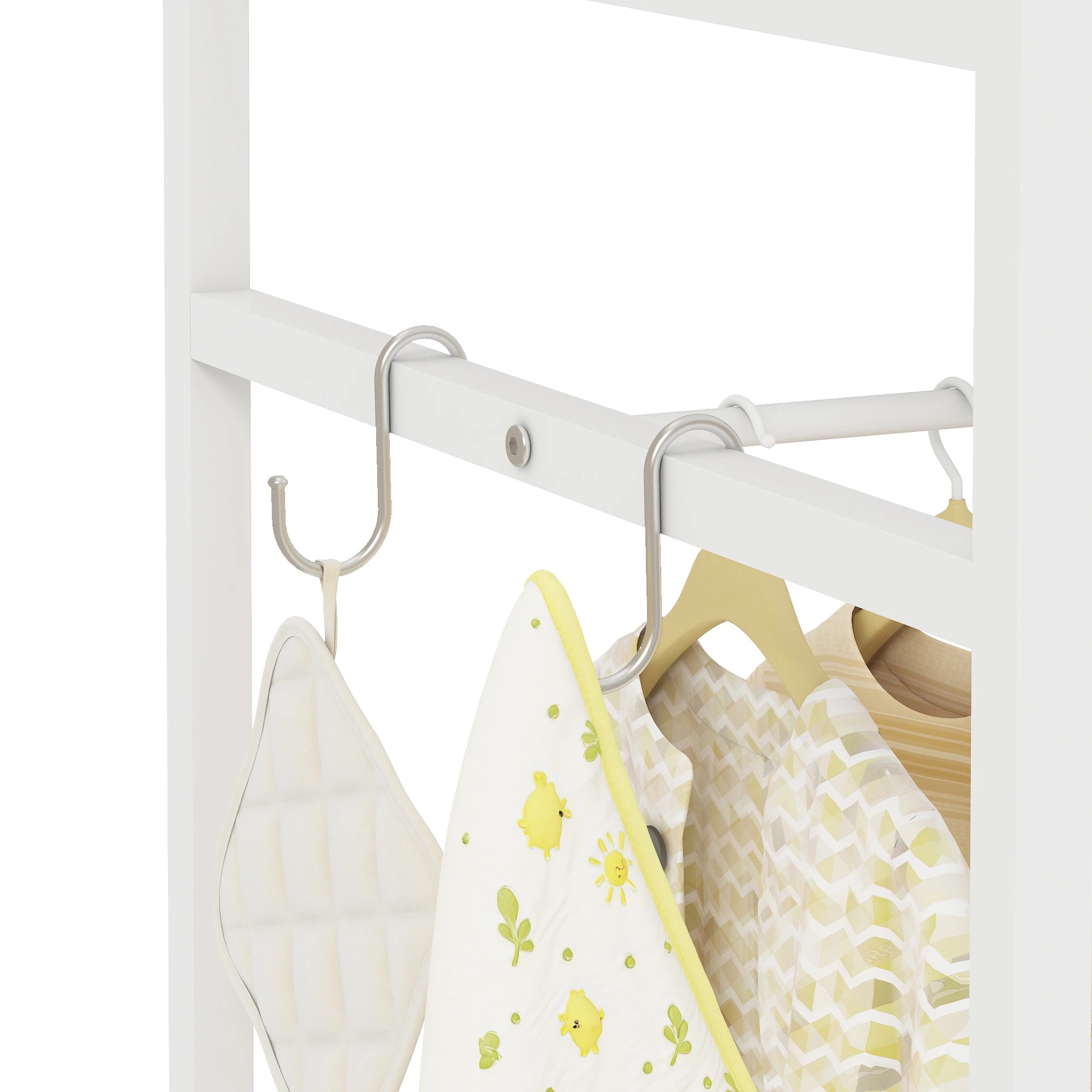 7 Advwin 3-Drawer Baby Change Table with Clothes Rail Lockable Casters - White, 7 of 9