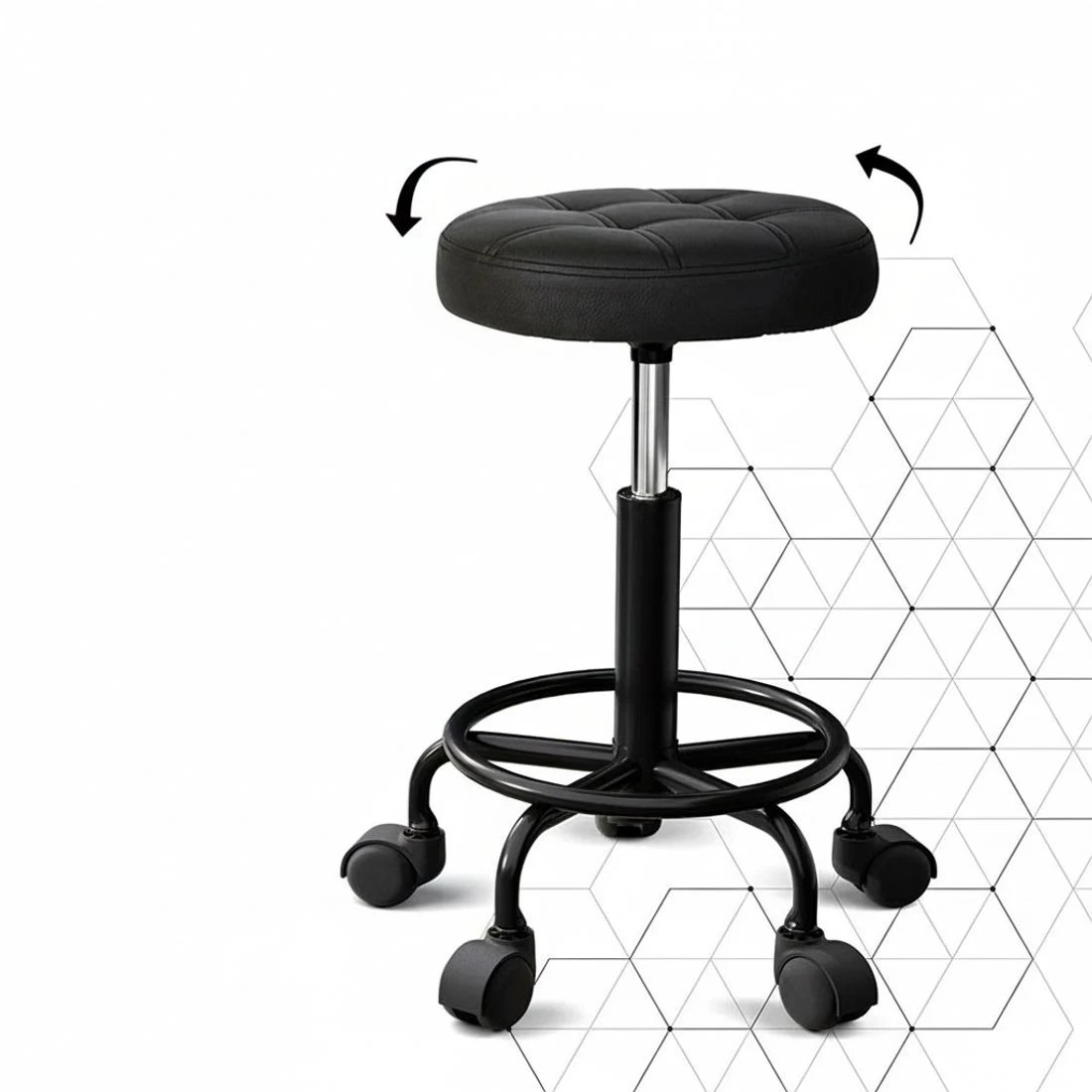 4 Artiss Salon Stool Round Swivel Chairs - Black, 4 of 4