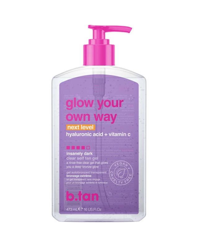 b.tan Glow Your Own Way Next Level Clear Self Tan Gel 473ml - Hyaluronic Acid and Vitam