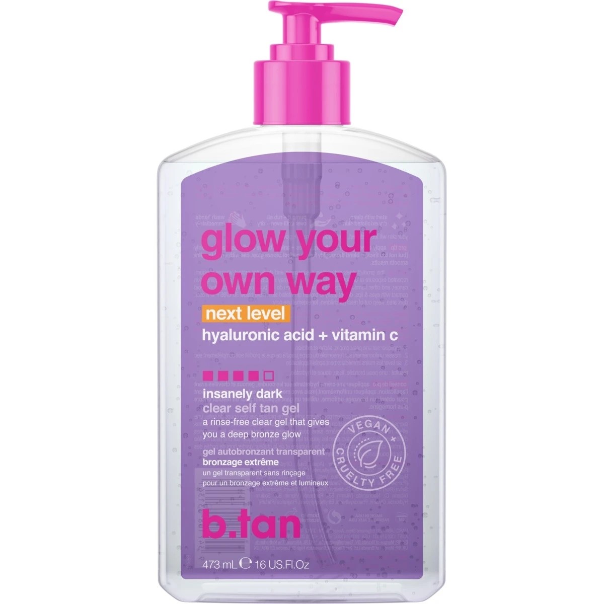 1 b.tan Glow Your Own Way Next Level Clear Self Tan Gel 473ml - Hyaluronic Acid and Vitamin C, 1 of 5