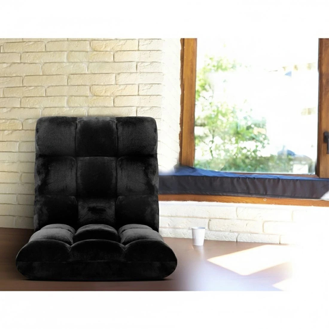4 Artiss 2X Lounge Sofa Bed Flannel Fabric - Black, 4 of 6