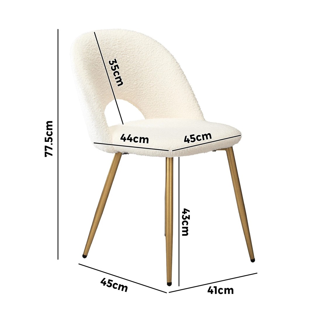 9 Oikiture 2pcs Dining Chairs Sherpa Accent Chair Gold Metal Legs
 - White, 9 of 10