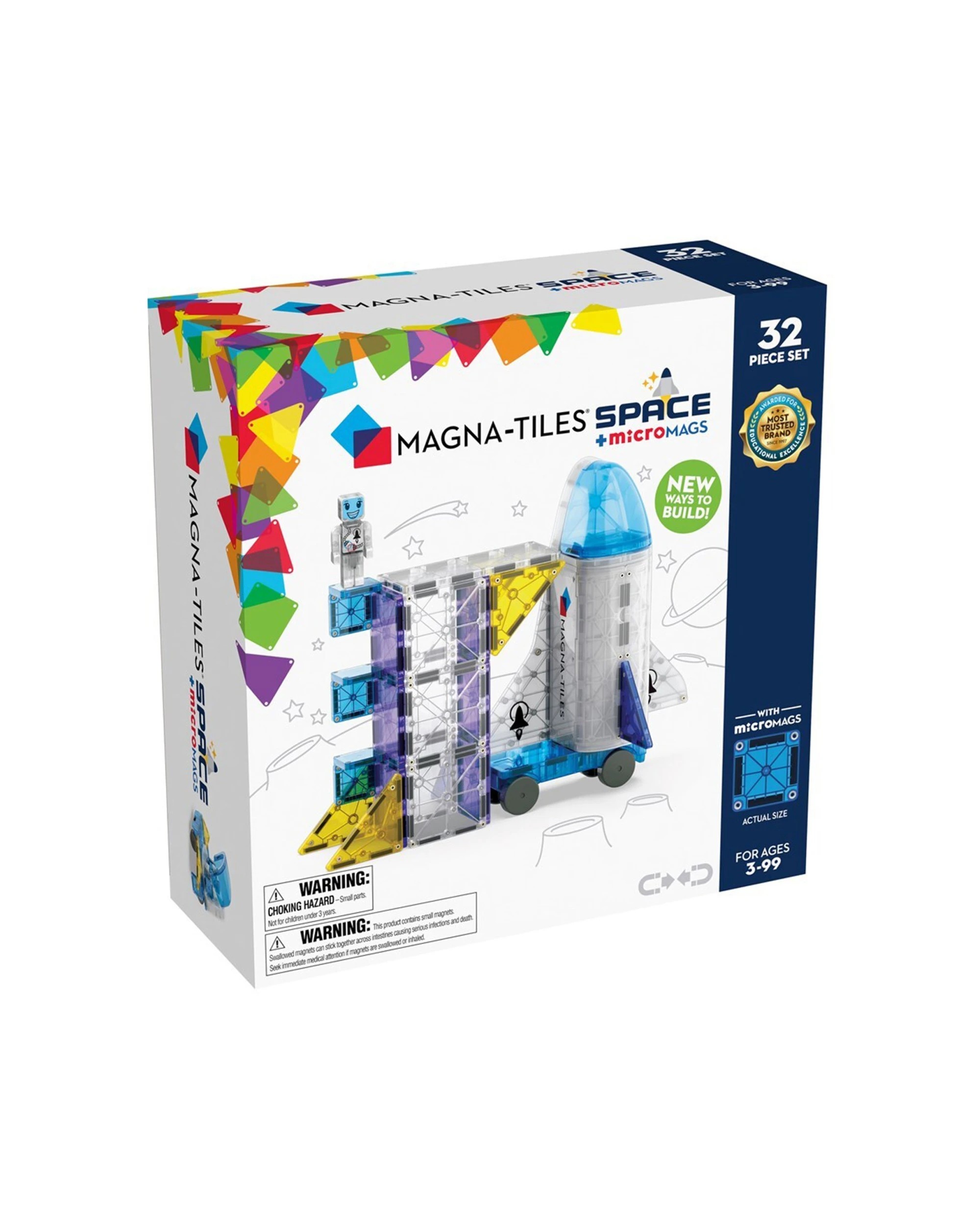 1 Magna-tiles 32pc Space And Micromags Magnetic Building Toy For Kids 3 Plus - Multi, 1 of 3