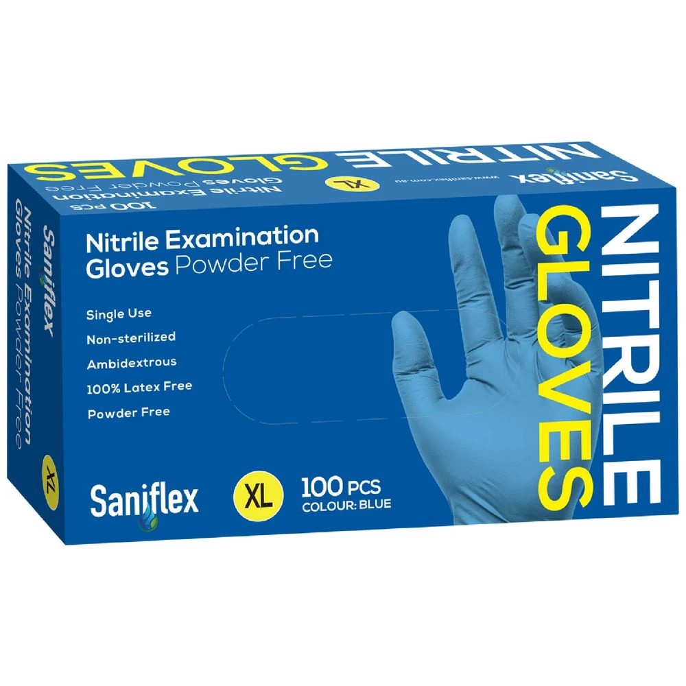 1 Nitrile Examination Gloves 100 Pack Size XL Blue, 1 of 1