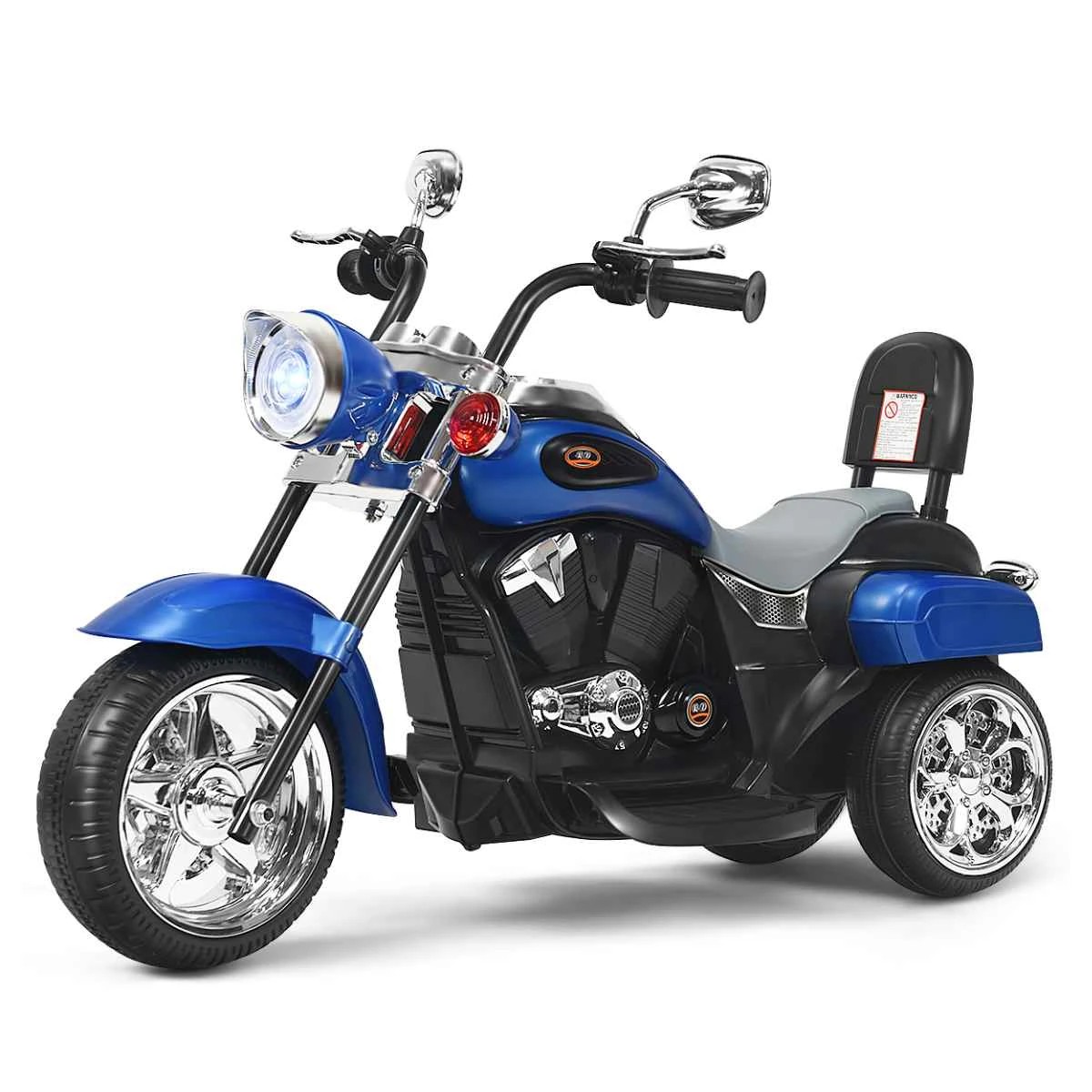 1 Costway Kids 3-Wheel Motorcycle Electric Ride on Car Saddle Seat Fire Engine Motorbike 6V - Blue, 1 of 2