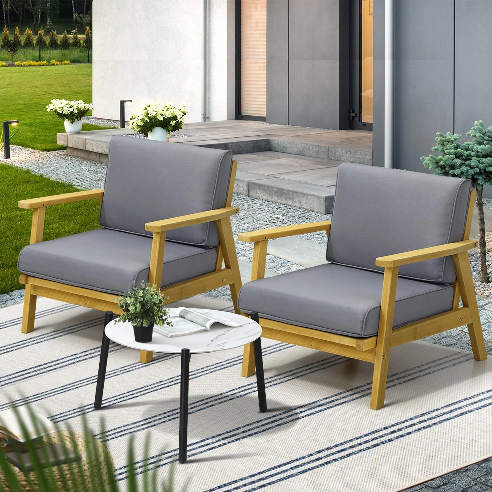 3 Livsip 3pcs Outdoor Lounge Set Patio Furniture Sets 50cm Coffee Side Table
 - Multi, 3 of 10