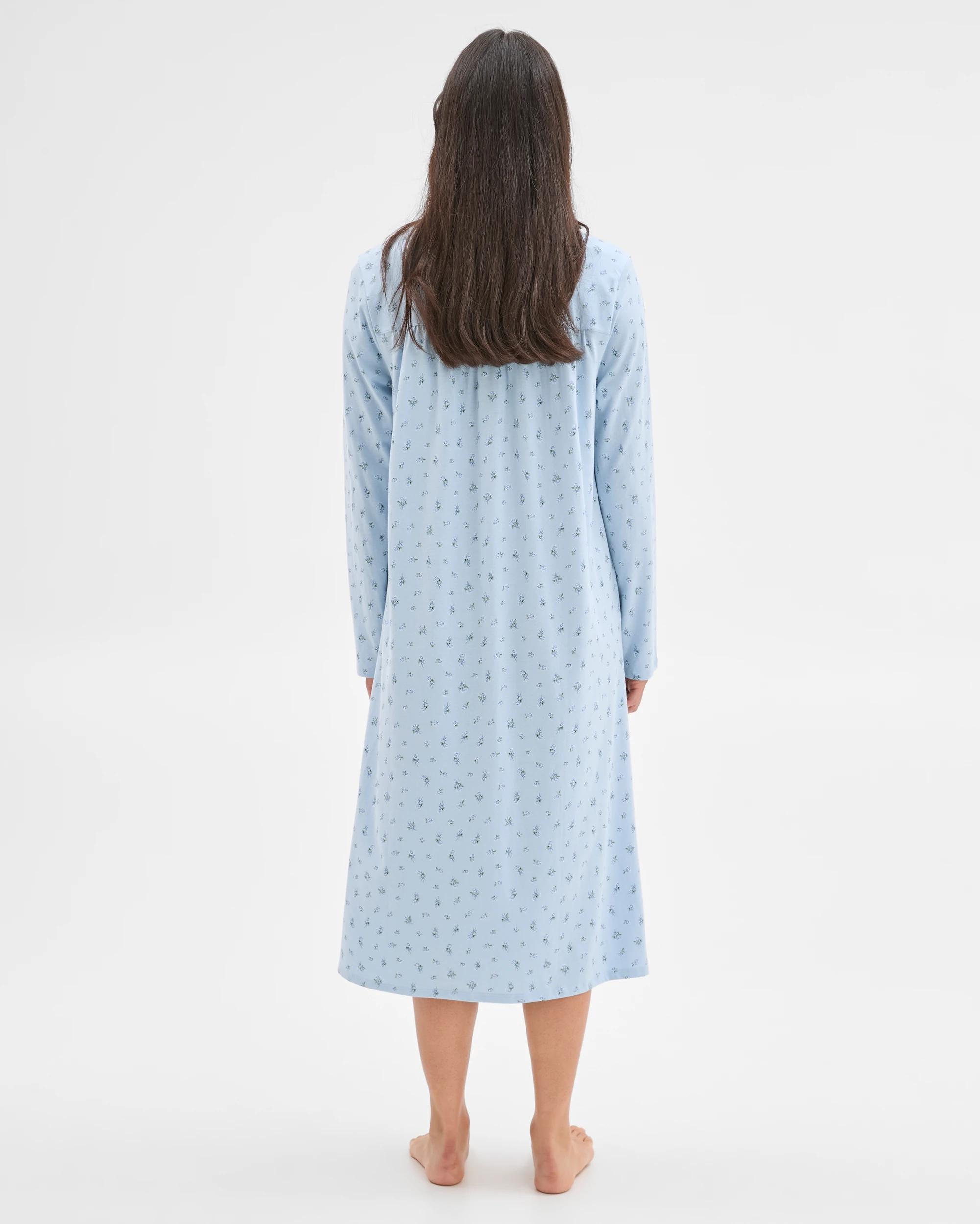 3 Target Woman Australian Cotton Long Sleeve Traditional Pintuck Nightie BLUE BOW, 3 of 6