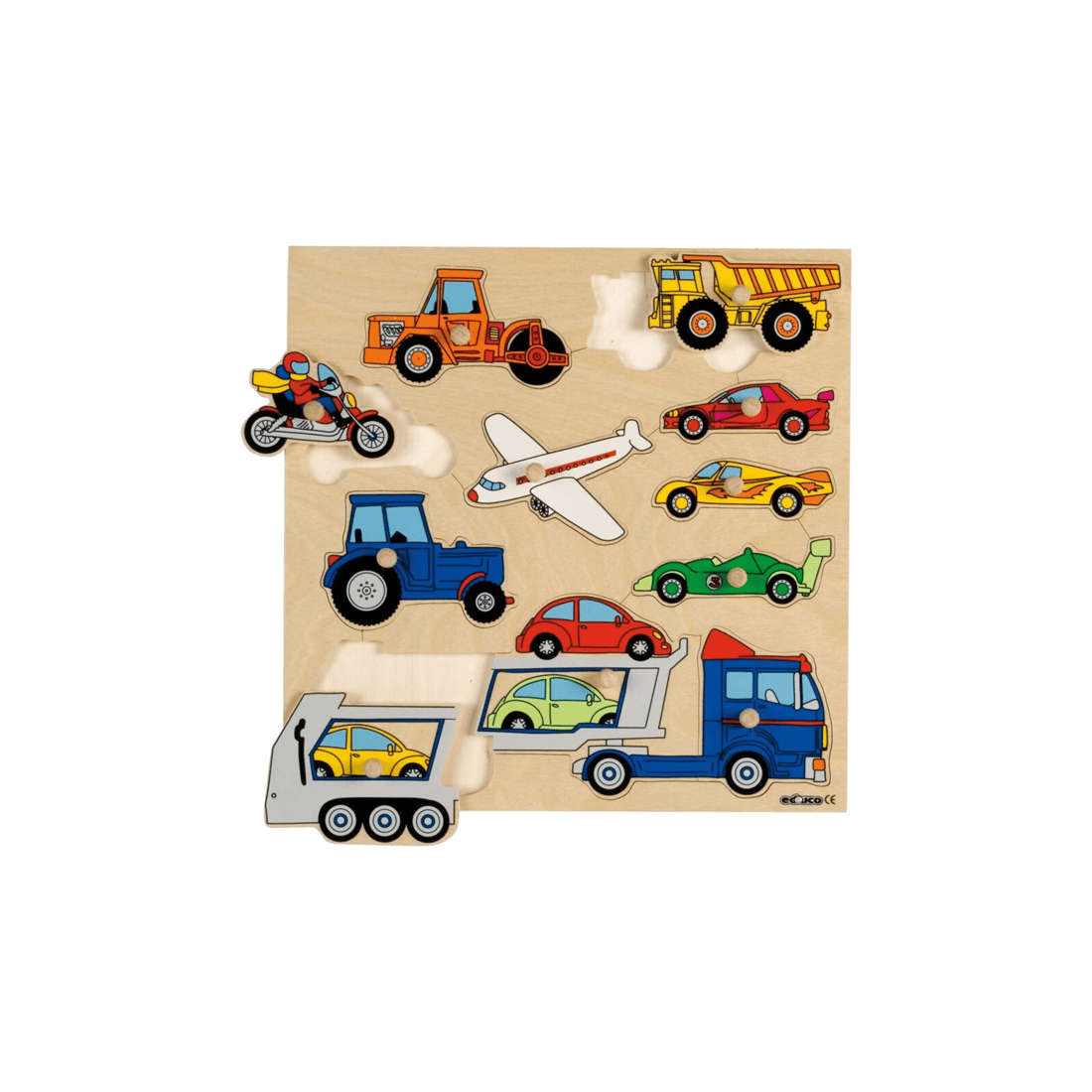 3 EDUCO Inlay Board Puzzles Vehicle Puzzles Motor Skills Toy Ages 3 Wood - Brown, 3 of 3