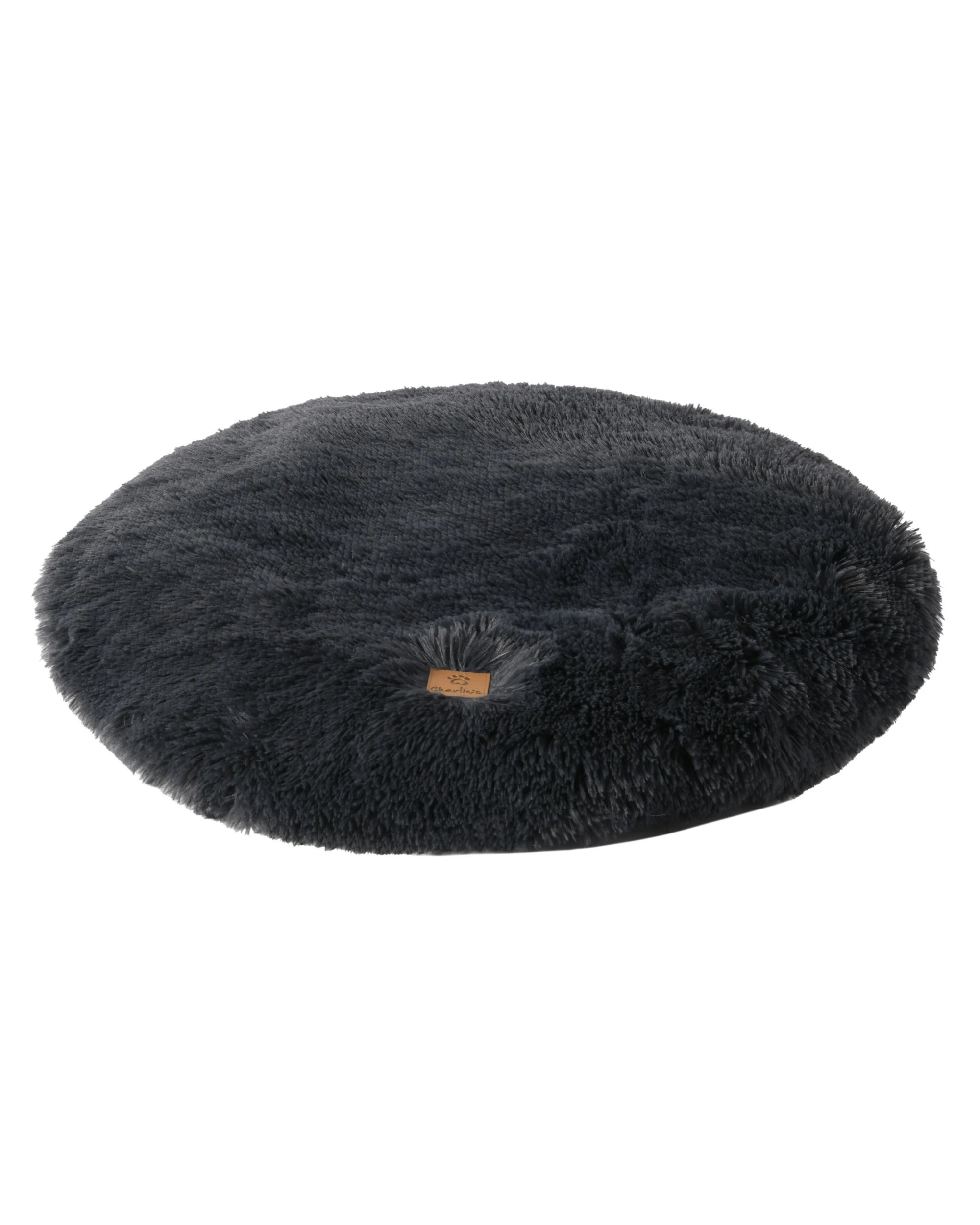1 Charlie's Shaggy Faux Fur Round Calming Dog Mat Small - Charcoal, 1 of 6