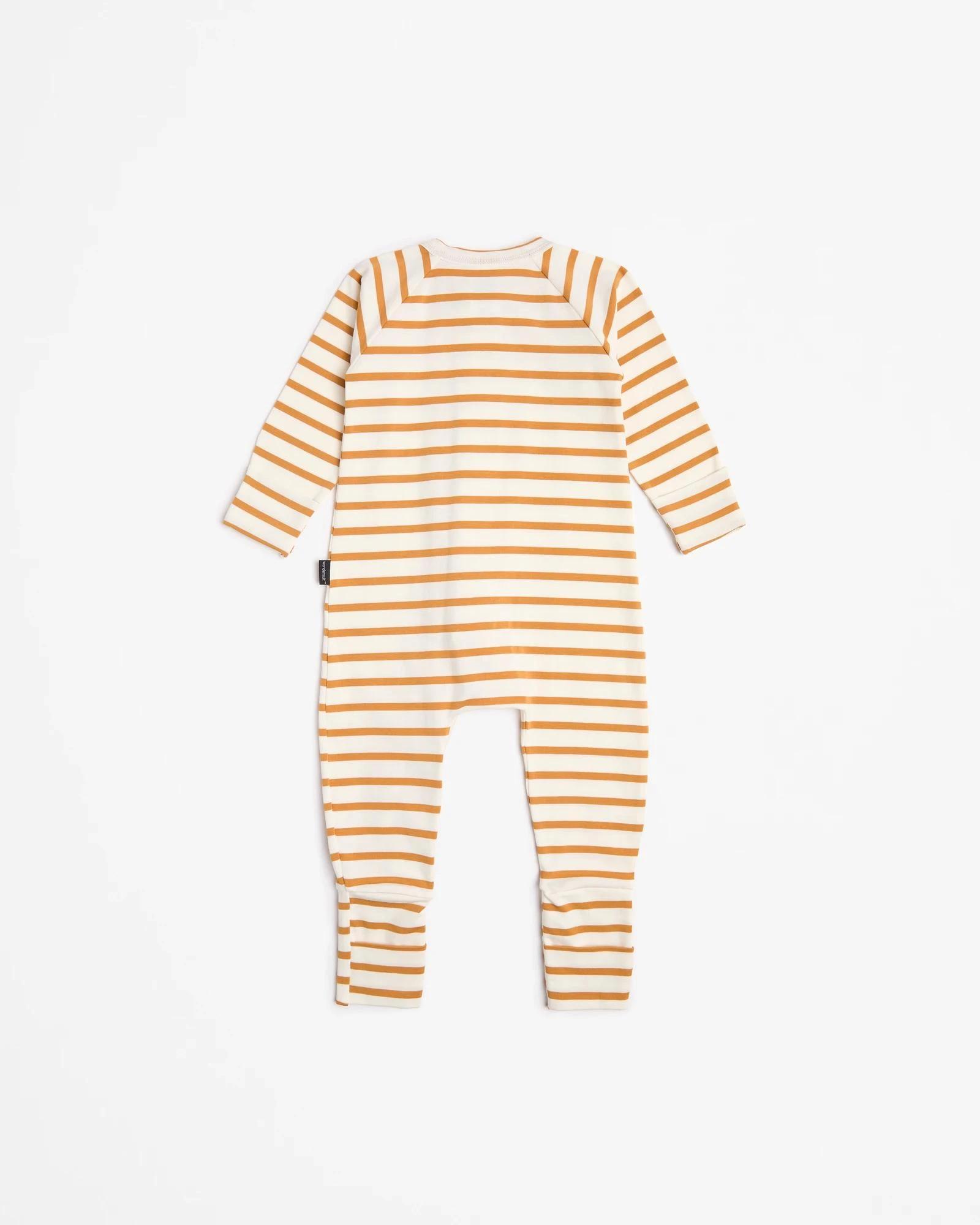4 Bonds Baby Print Zip Wondersuit Coverall CREAM/BROWN STRIPE MARSCAPONE, 4 of 5