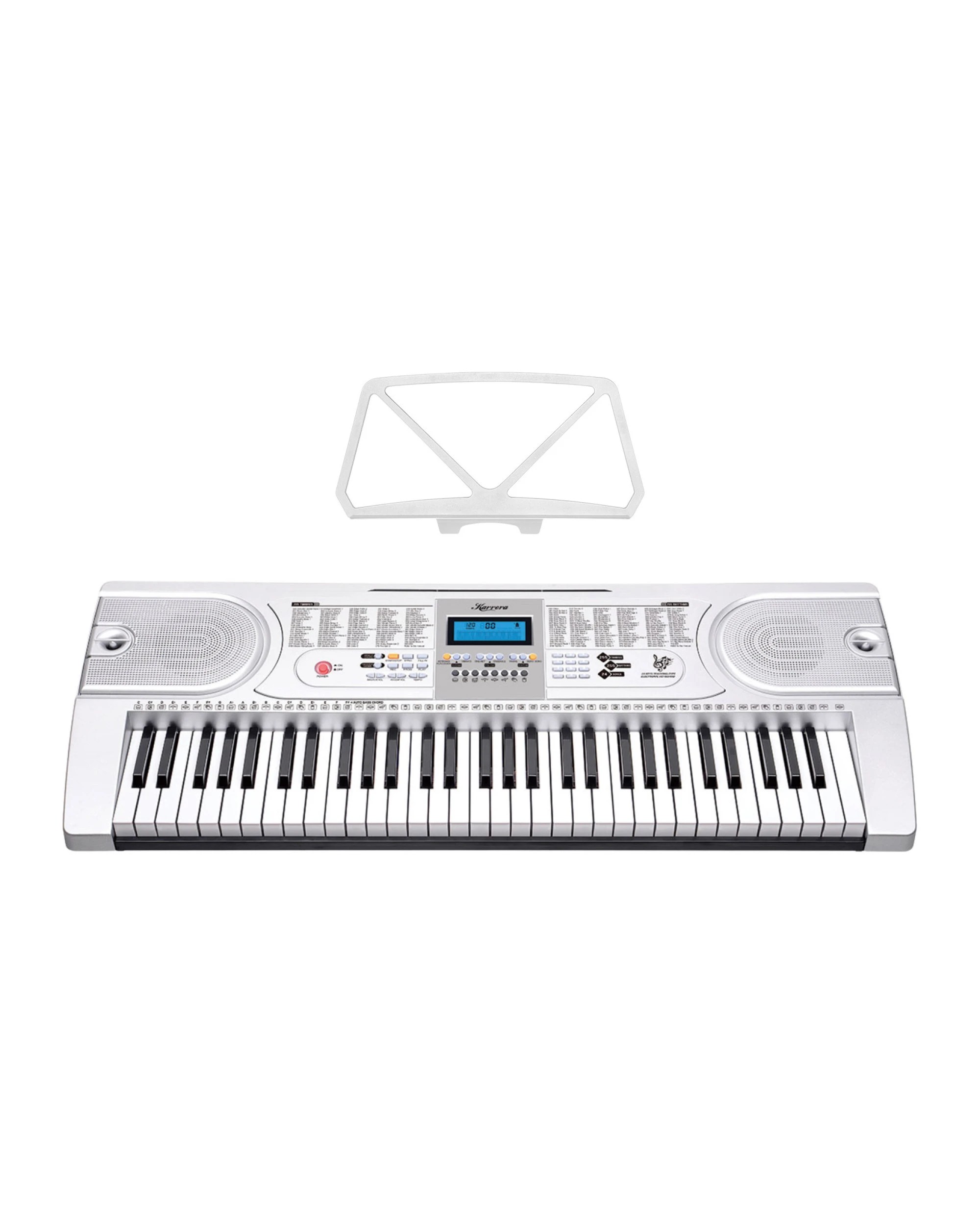 4 Karrera 61 Keys Electronic LED Keyboard Piano with Stand in Silver - Silver, 4 of 8