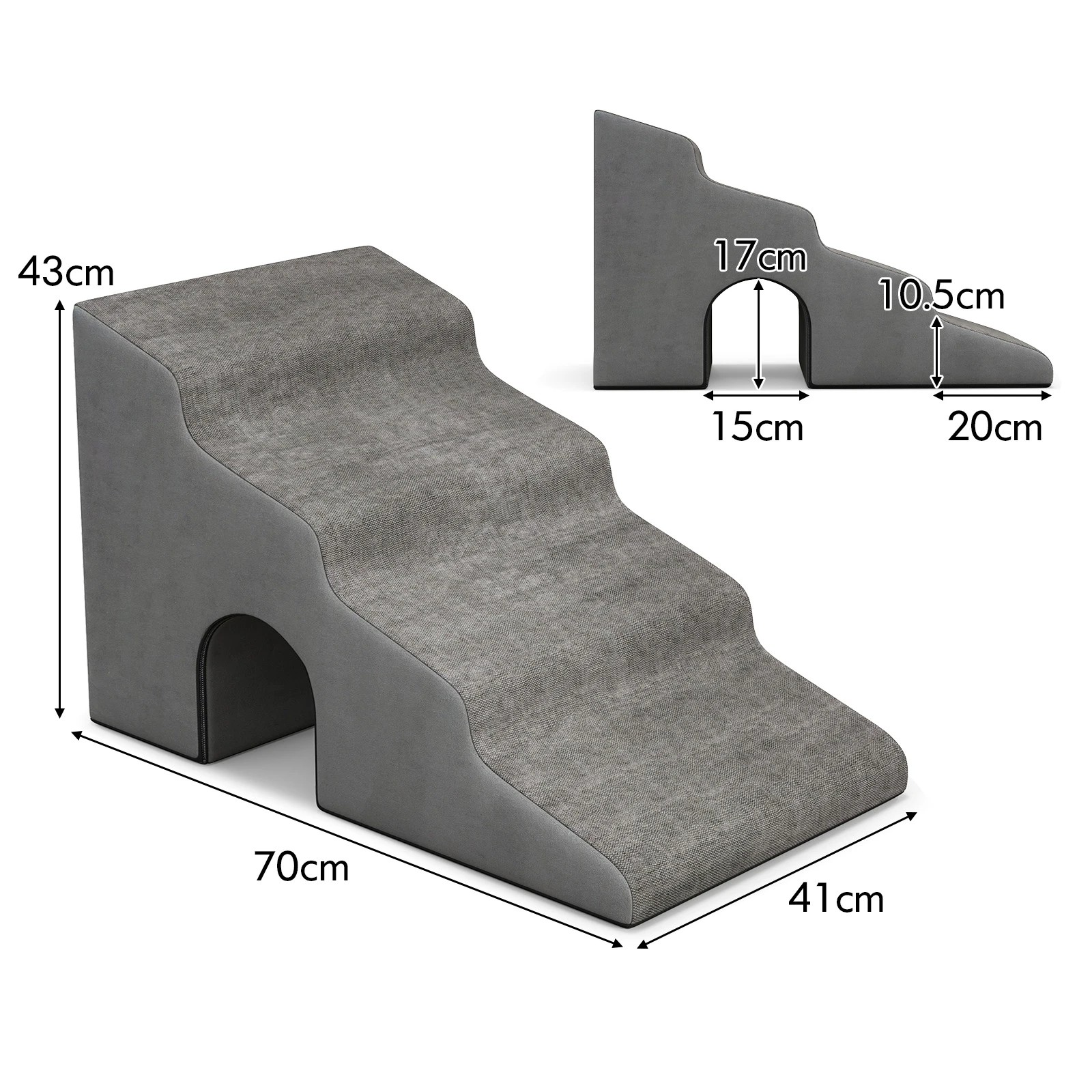 2 Costway 4-Tier Pet Foam Ramp Pet Stairs Climbing Ladders - Grey, 2 of 2