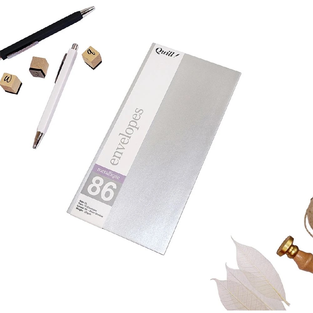 3 Quill DL Envelopes Metallique Silver Shadow 10 Pack, 3 of 4