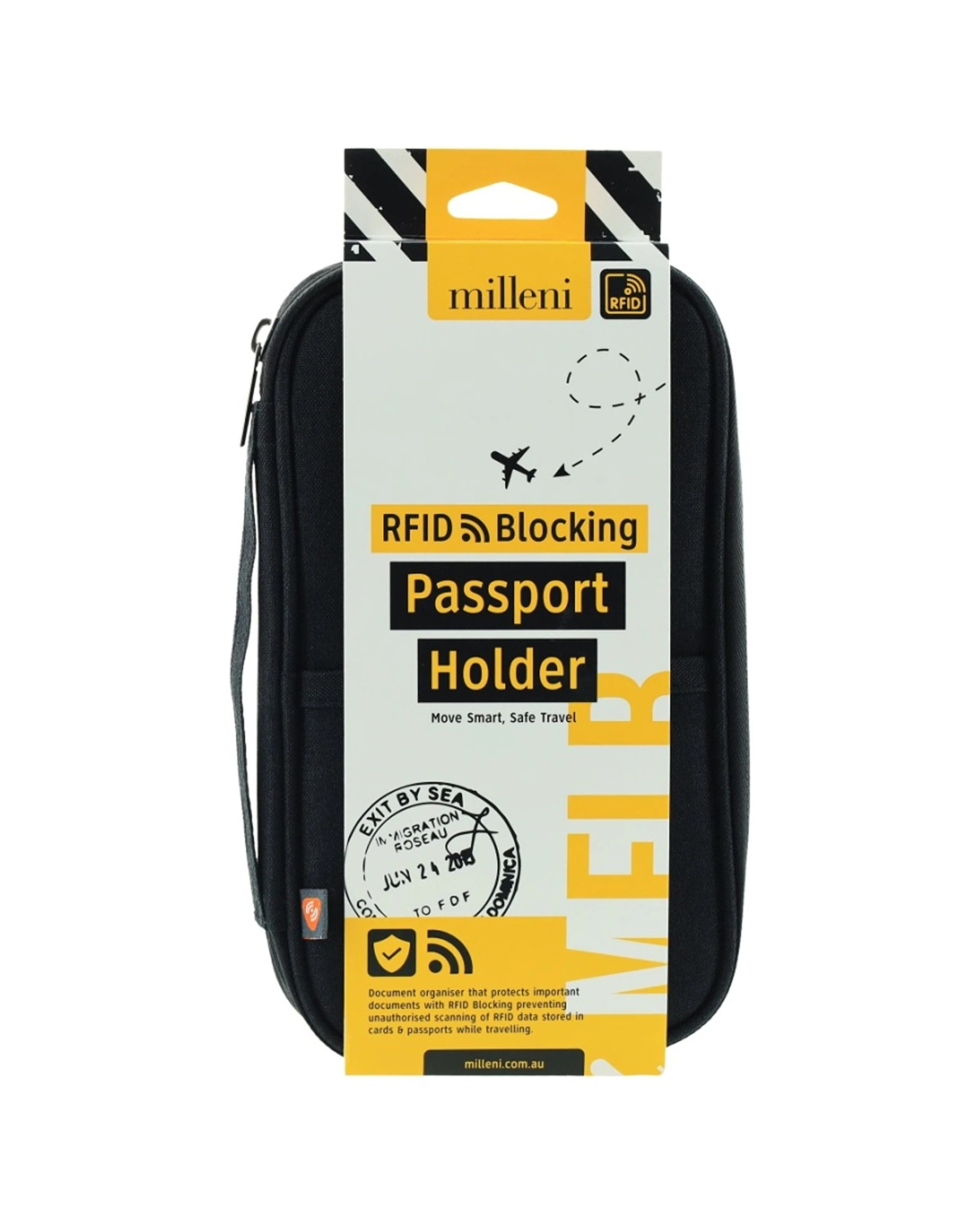 1 Milleni Travel RFID Blocking Passport Holder With Numerous Compartments - Black, 1 of 4