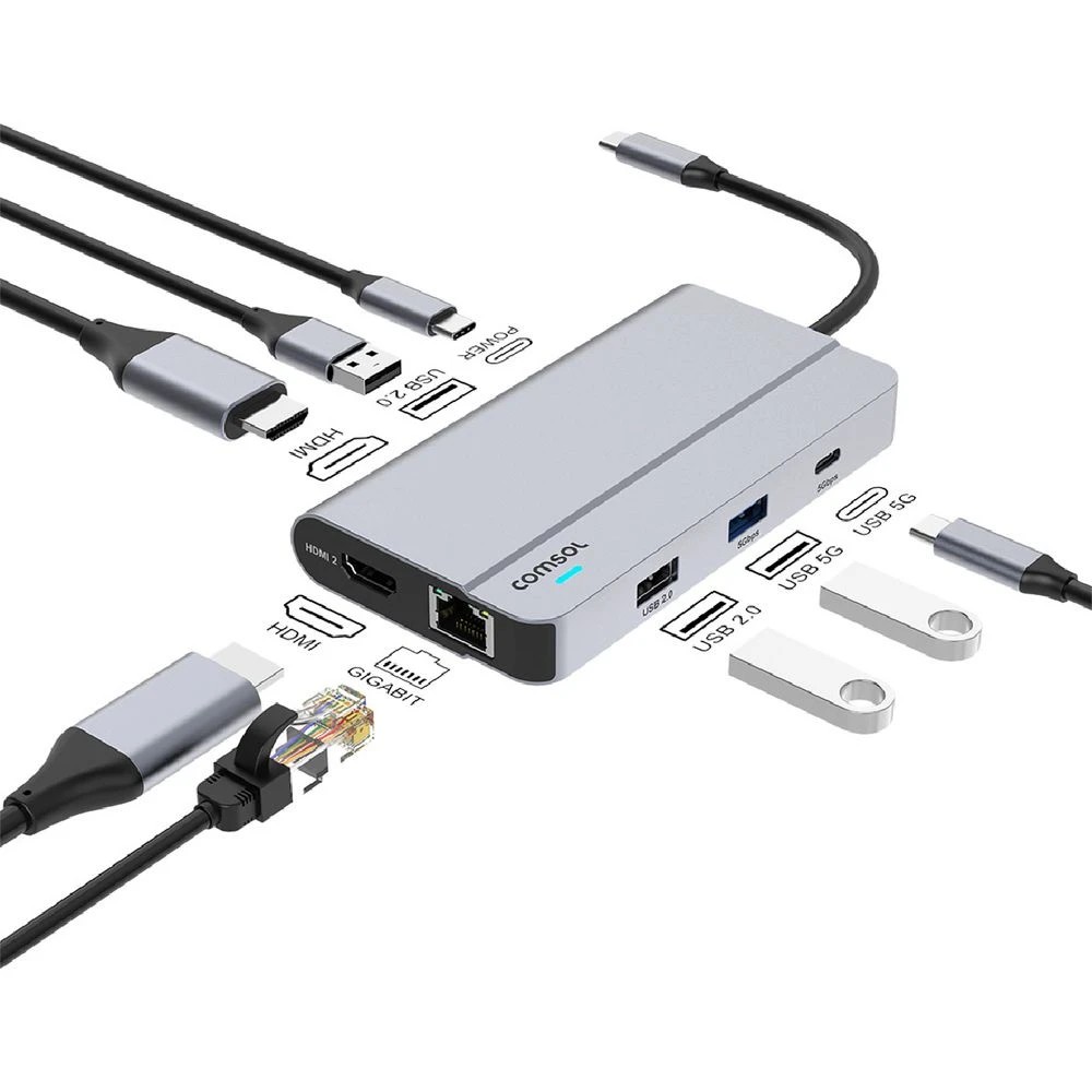 4 Comsol Dual Monitor USB-C 9 Port Docking Station, 4 of 7