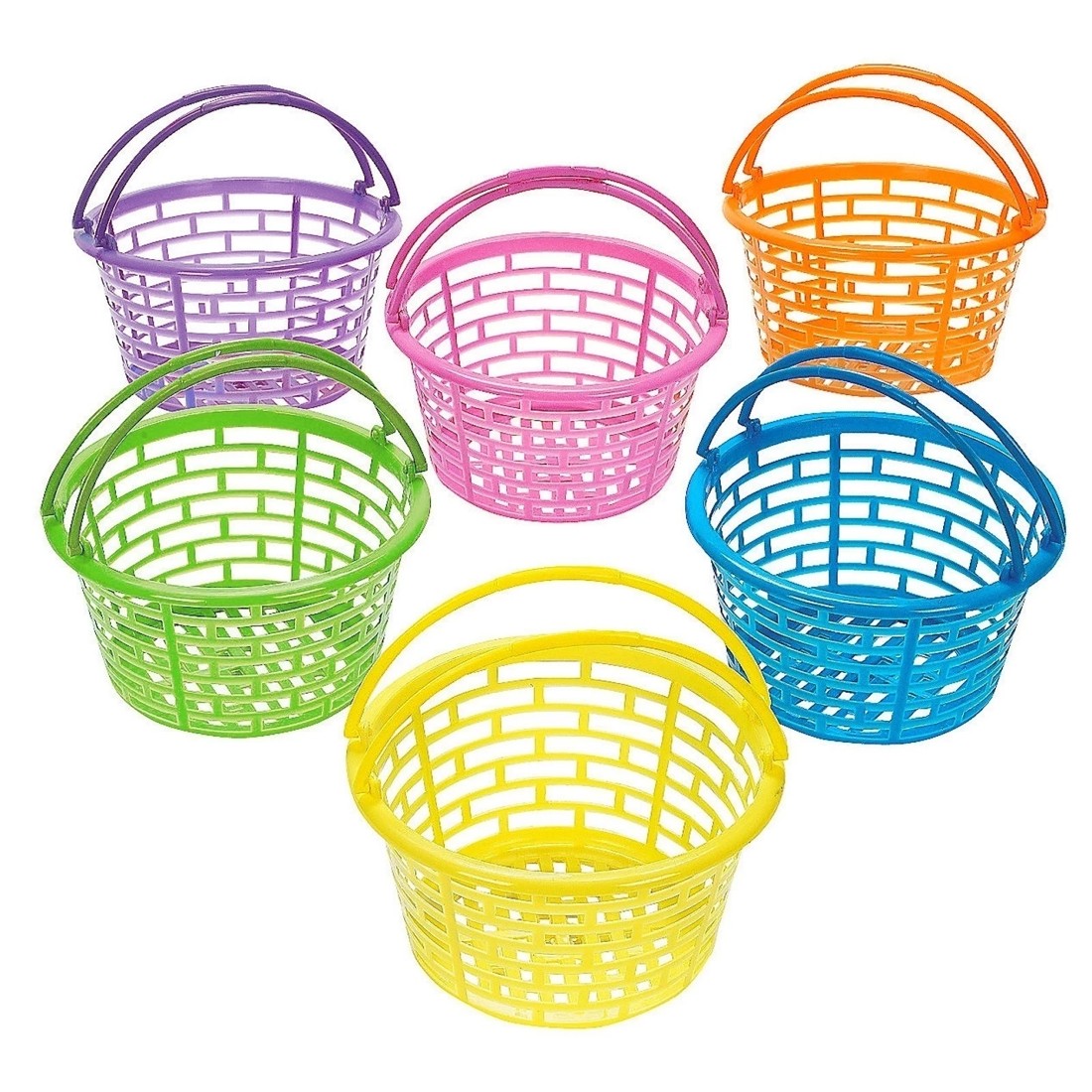 1 Fun Express Coloured Plastic Baskets Pack of 12, 1 of 2