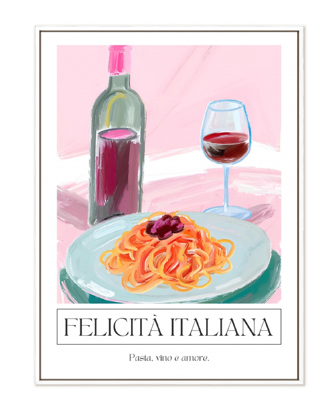 The Wall Art Warehouse - Italian Pasta and Wine - Stretched Framed ...