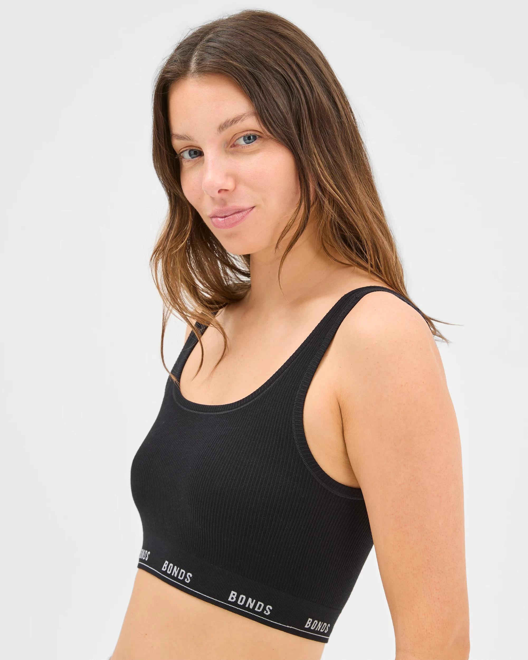2 Womens Originals Bamboo Seamless Rib Crop Top - Bonds BLACK, 2 of 3