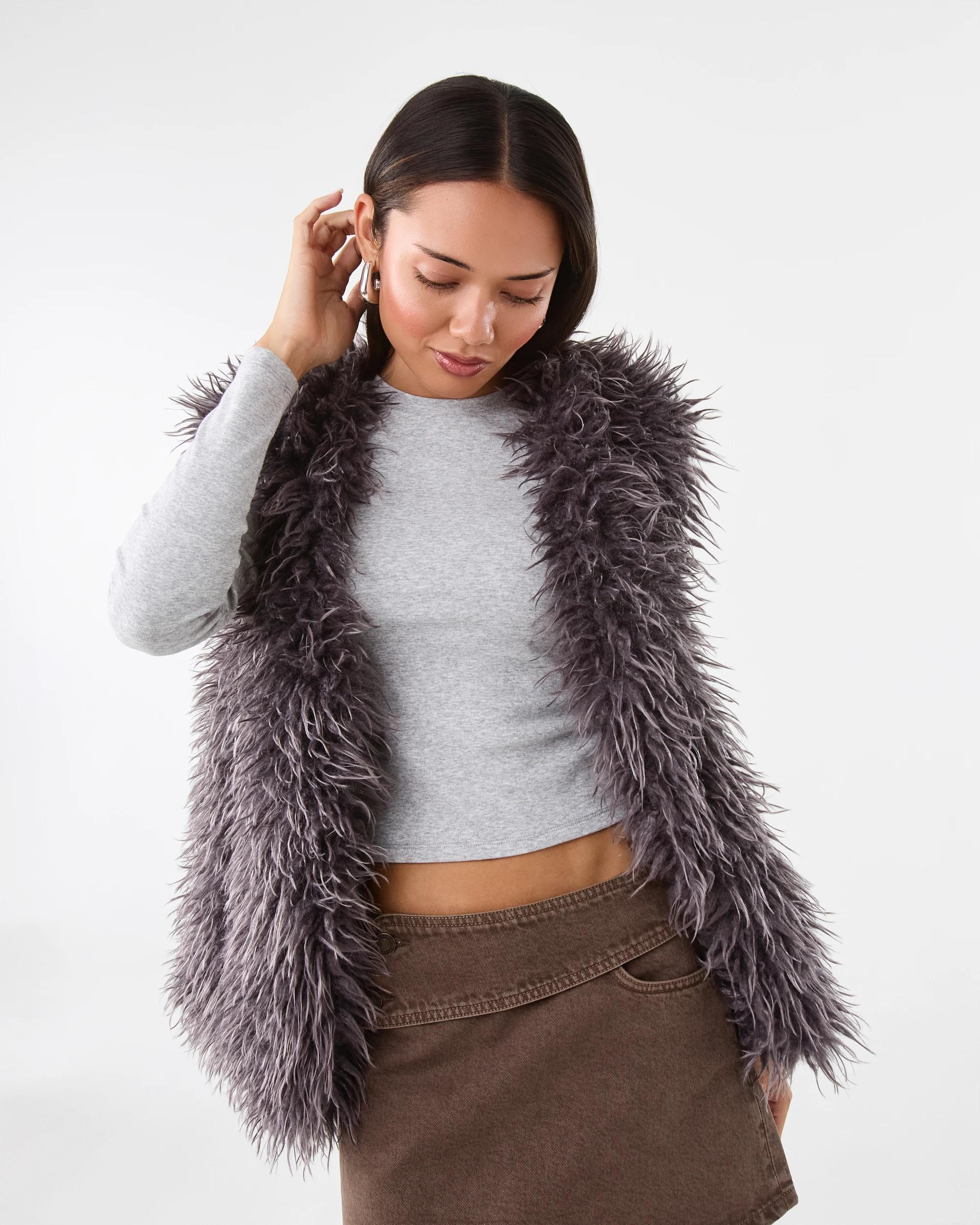 1 Faux Fur Vest Grey Fur, 1 of 9