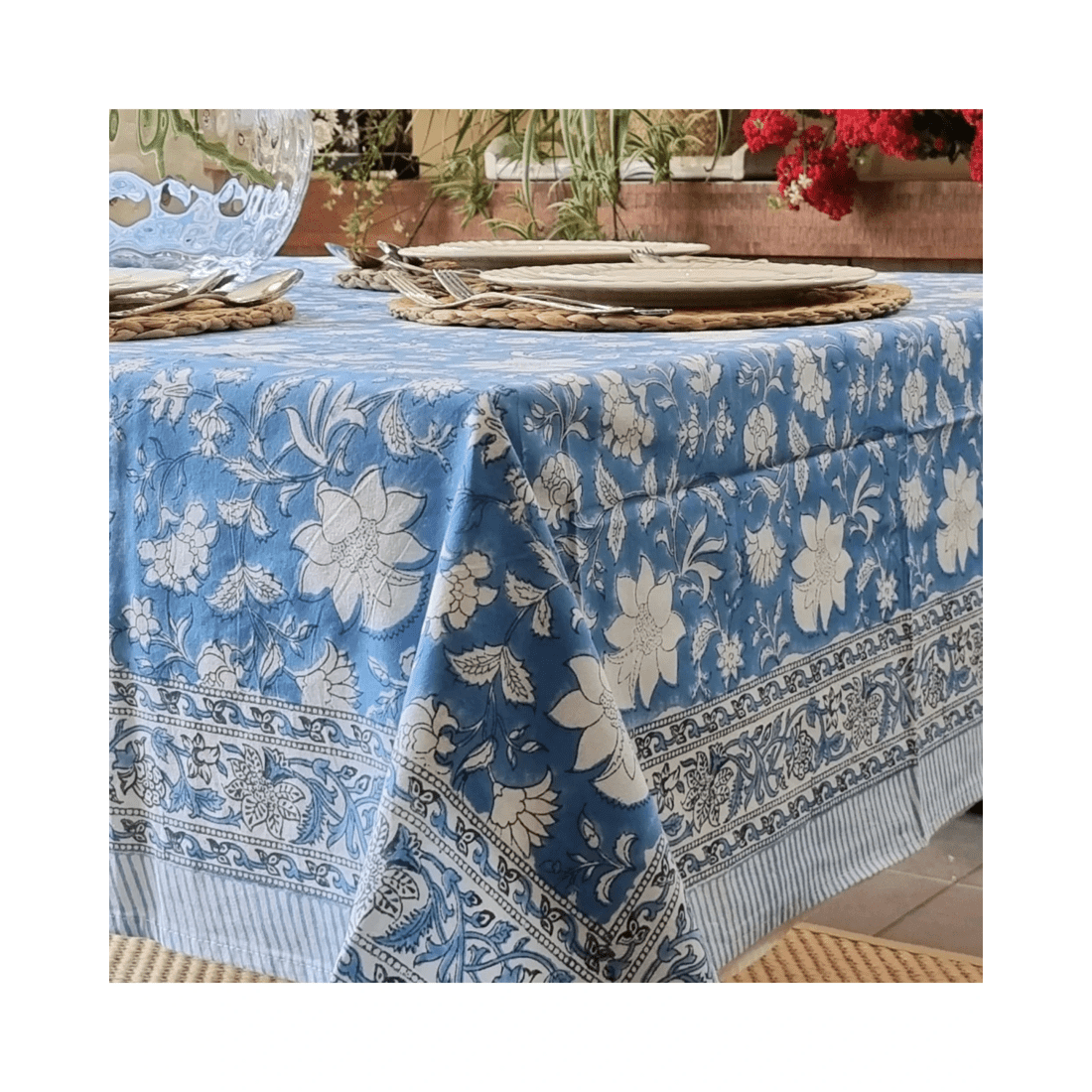 4 Kolka Rectangle Tablecloth Table Cover Flower Pattern Dining Table Cloth - Blue Bellflower, 4 of 4