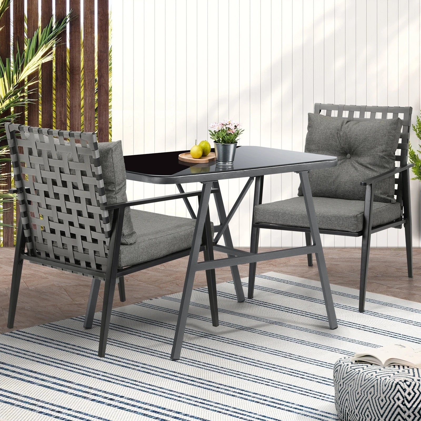 3 Livsip Outdoor Dining Setting Garden Patio Furniture Rattan Chairs Set 3 Piece - Multi, 3 of 9