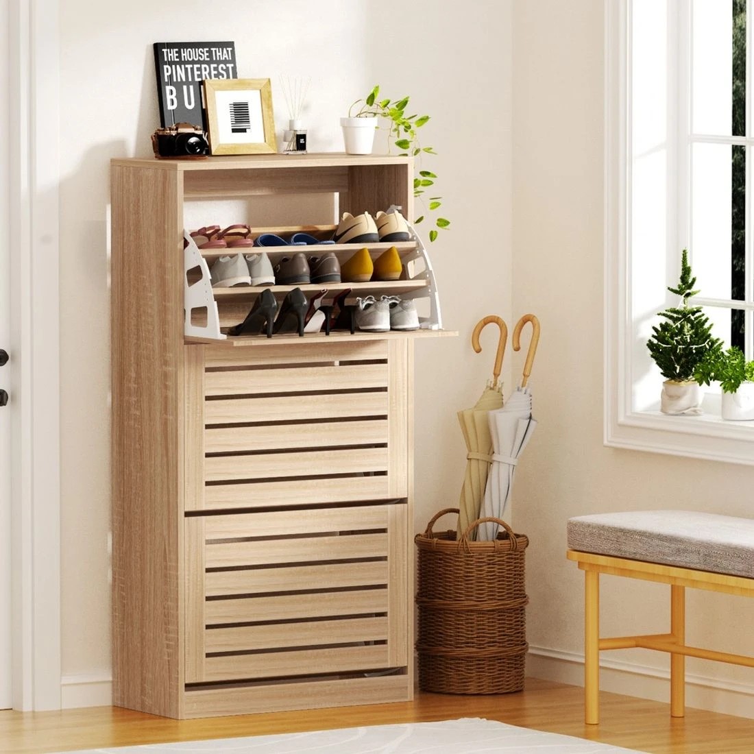 1 Artiss Shoe Cabinet Storage Drawer - Natural, 1 of 7