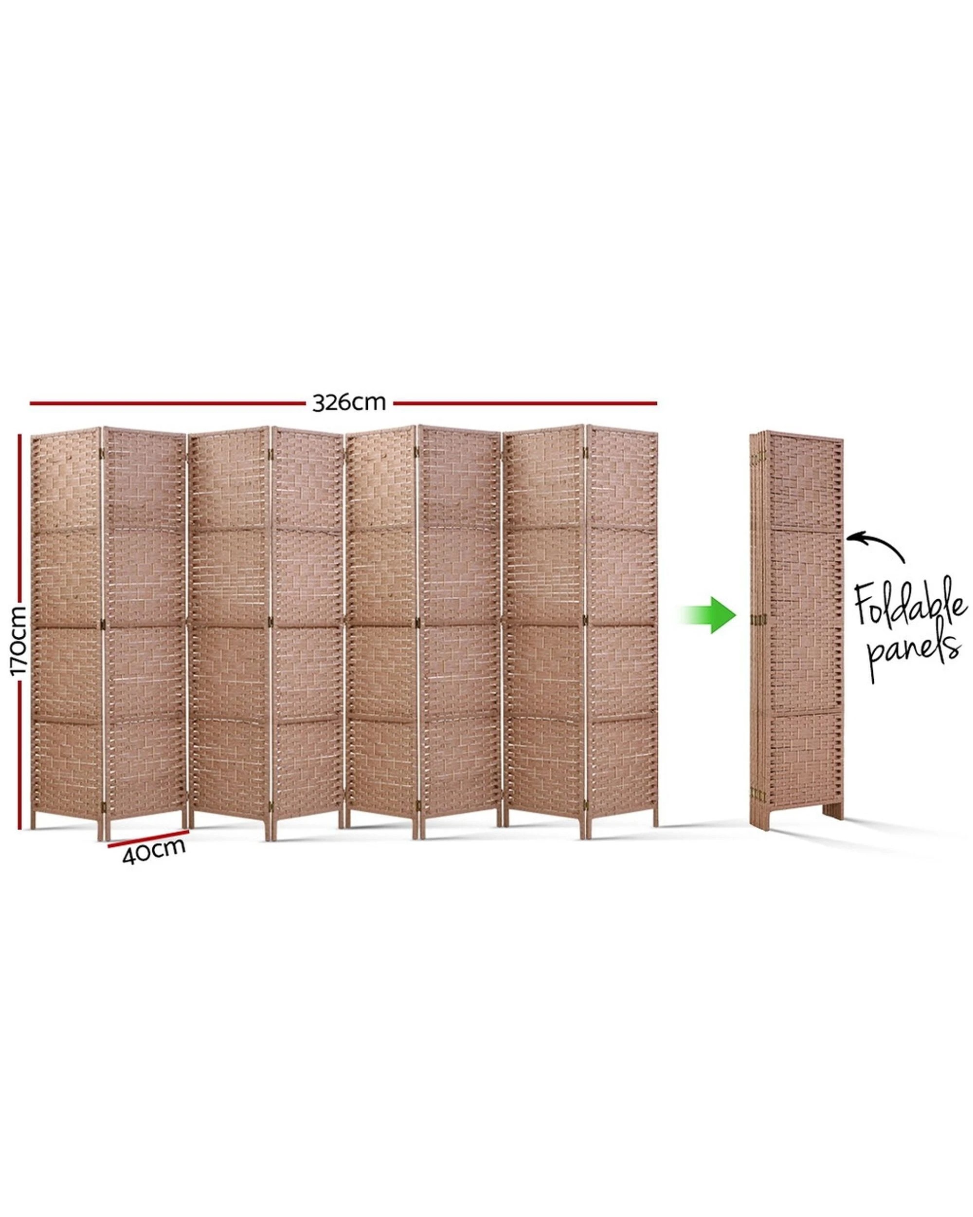 2 Artiss 8 Panel Room Divider Screen 326x170cm Woven - Natural, 2 of 7