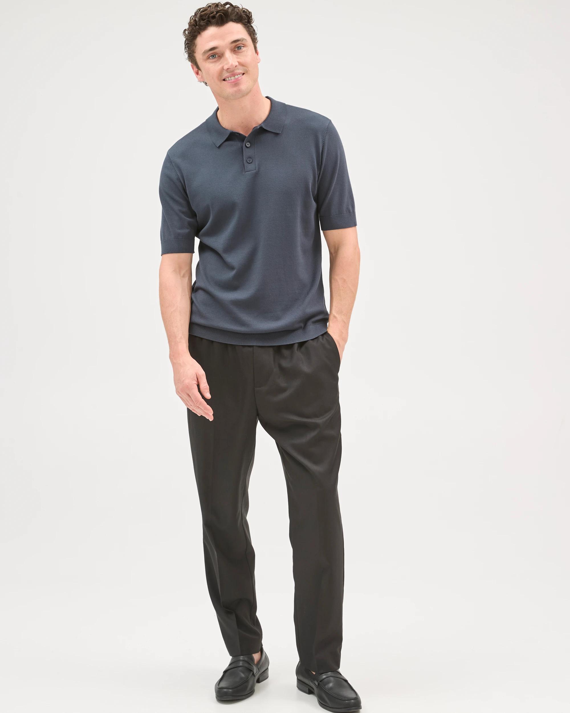 4 Preview Short Sleeve Knitwear Polo Top PETROL, 4 of 7