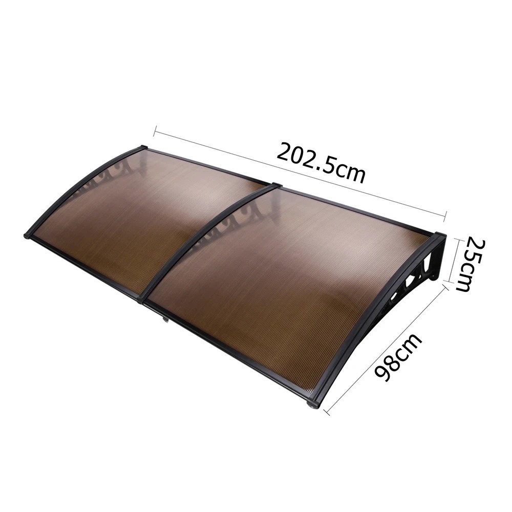 2 Instahut Window Awning Door Canopy 1m x 2m - Brown, 2 of 8
