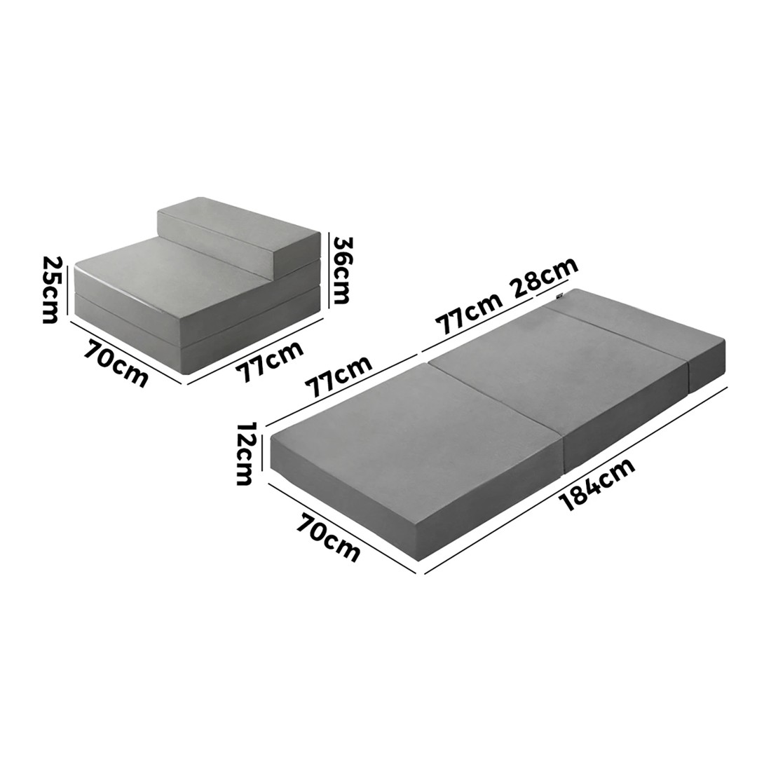 3 Bedra Folding Foam Mattress Single Foldable Sofa Bed Portable Camping Floor Mat
 - Grey, 3 of 10