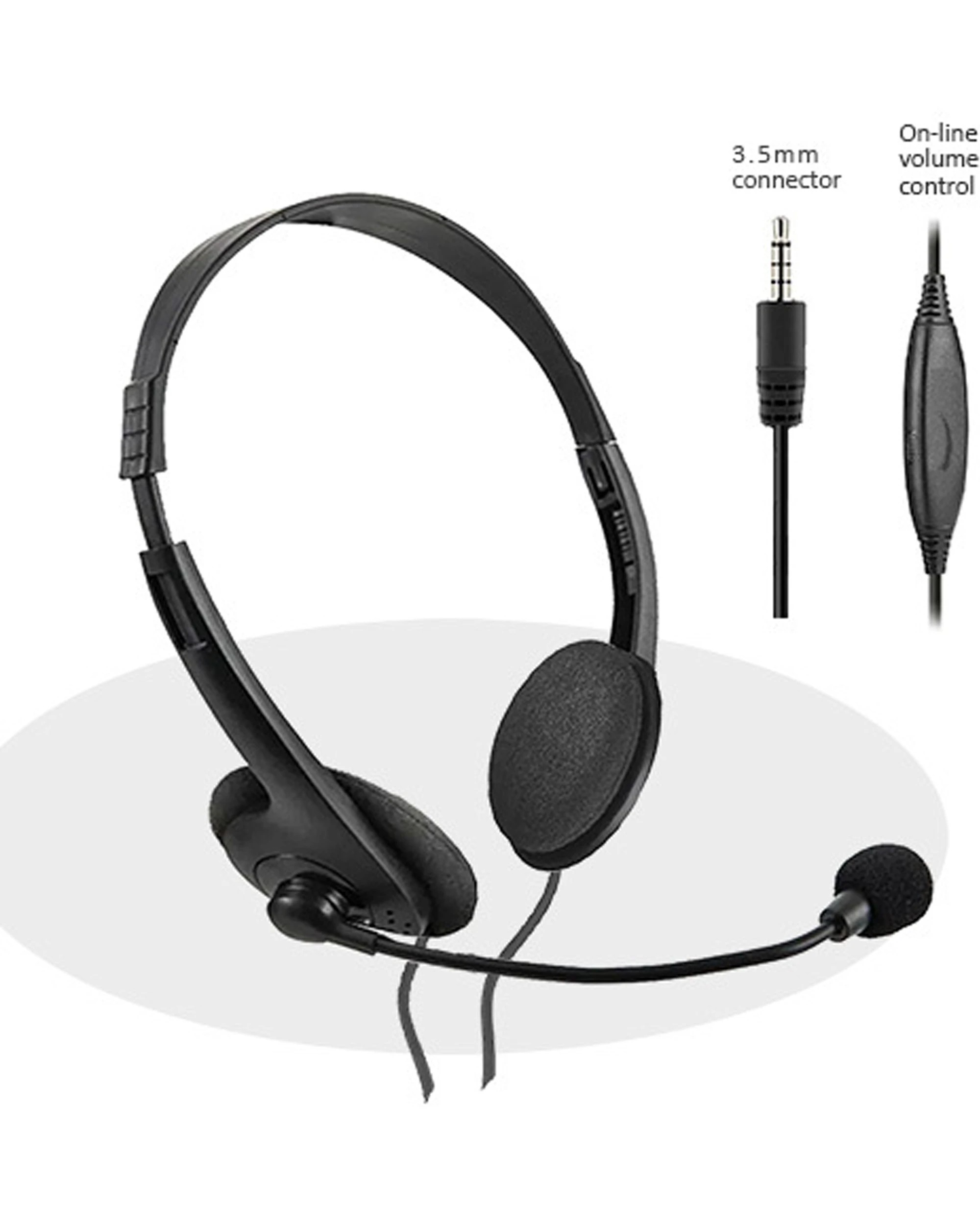 3 Sansai 2PK Stereo 3.5mm Headset Headphones with Microphone for Computer PC - Black, 3 of 4