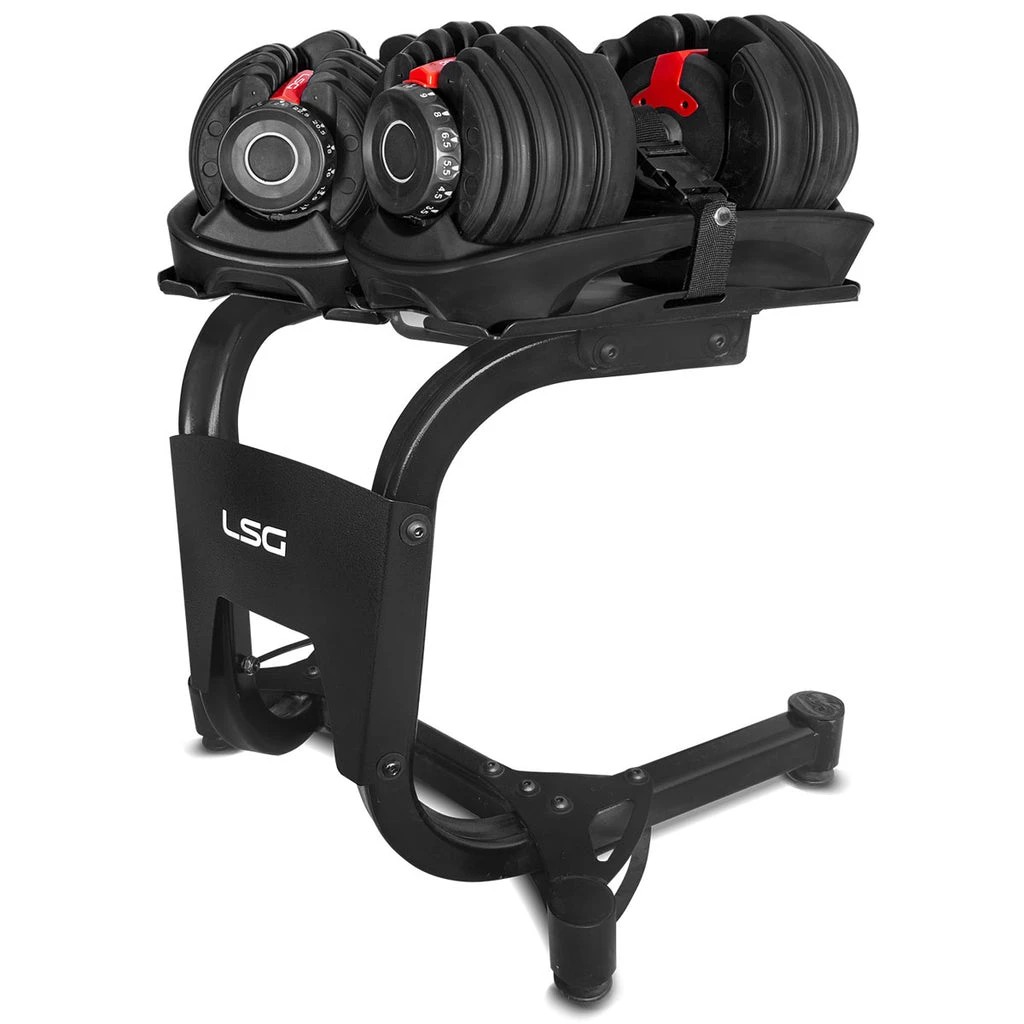 1 LSG 52.5lbs Adjustable Dumbbell Pair with Stand - Black, 1 of 10