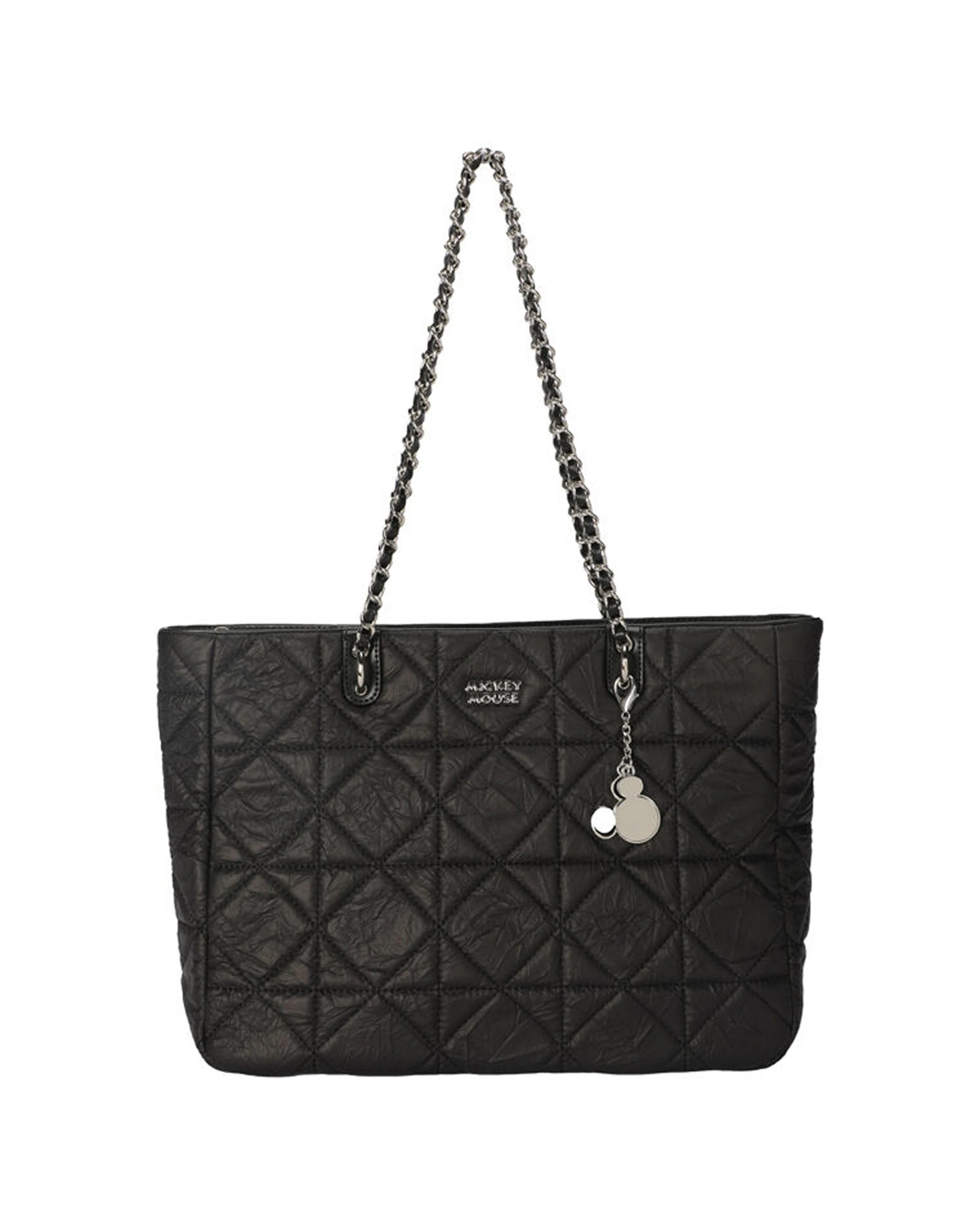 1 Disney Mickey Large Quilted Tote Handbag Durable - Black, 1 of 8