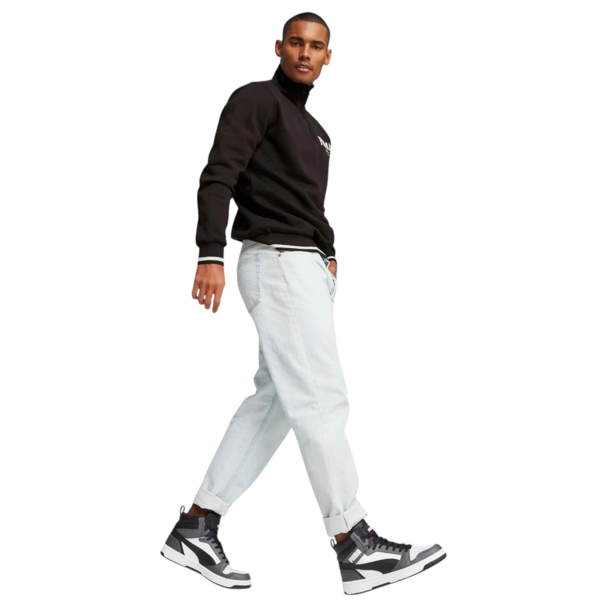 2 Puma Mens Rebound V6 Sneakers White/ Black/ Grey Shoes WHITE/BLACK/GREY, 2 of 7