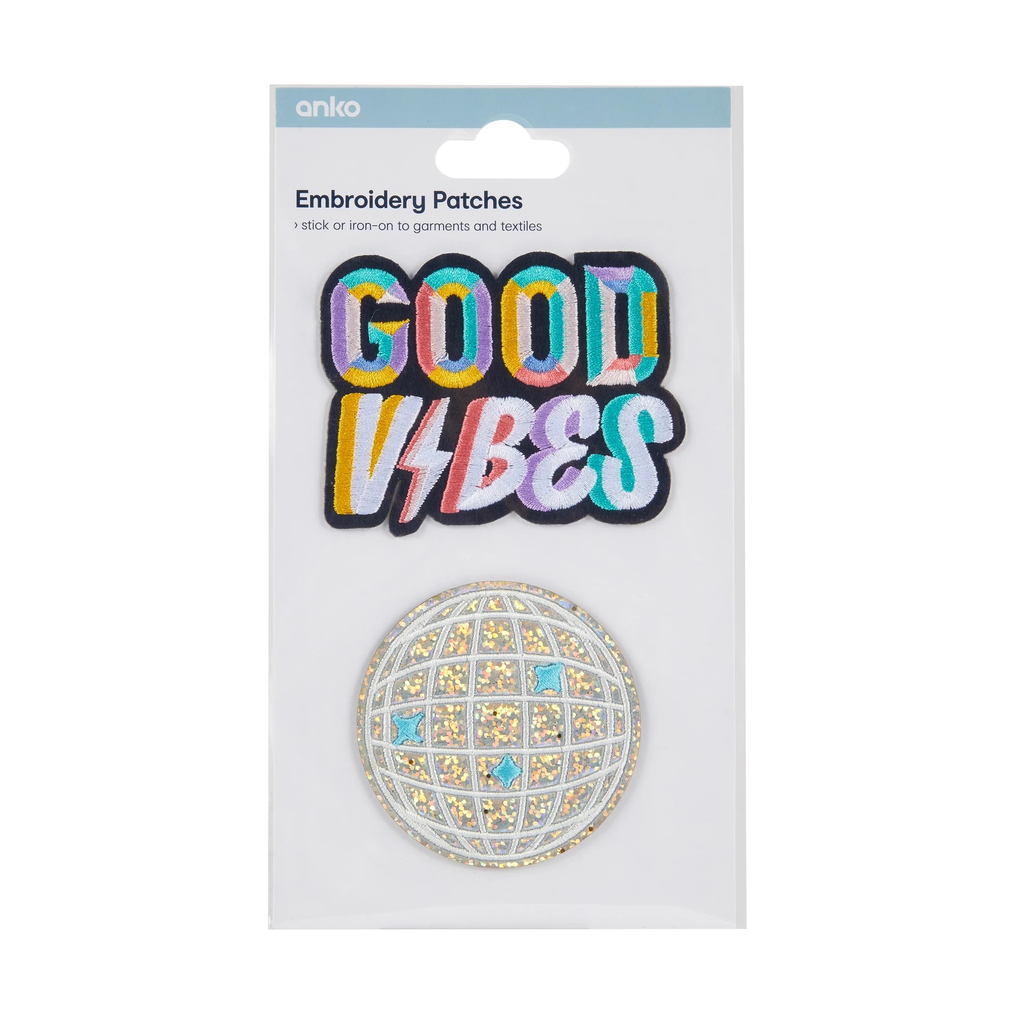 1 Embroidery Patches - Good Vibes and Disco, 1 of 2