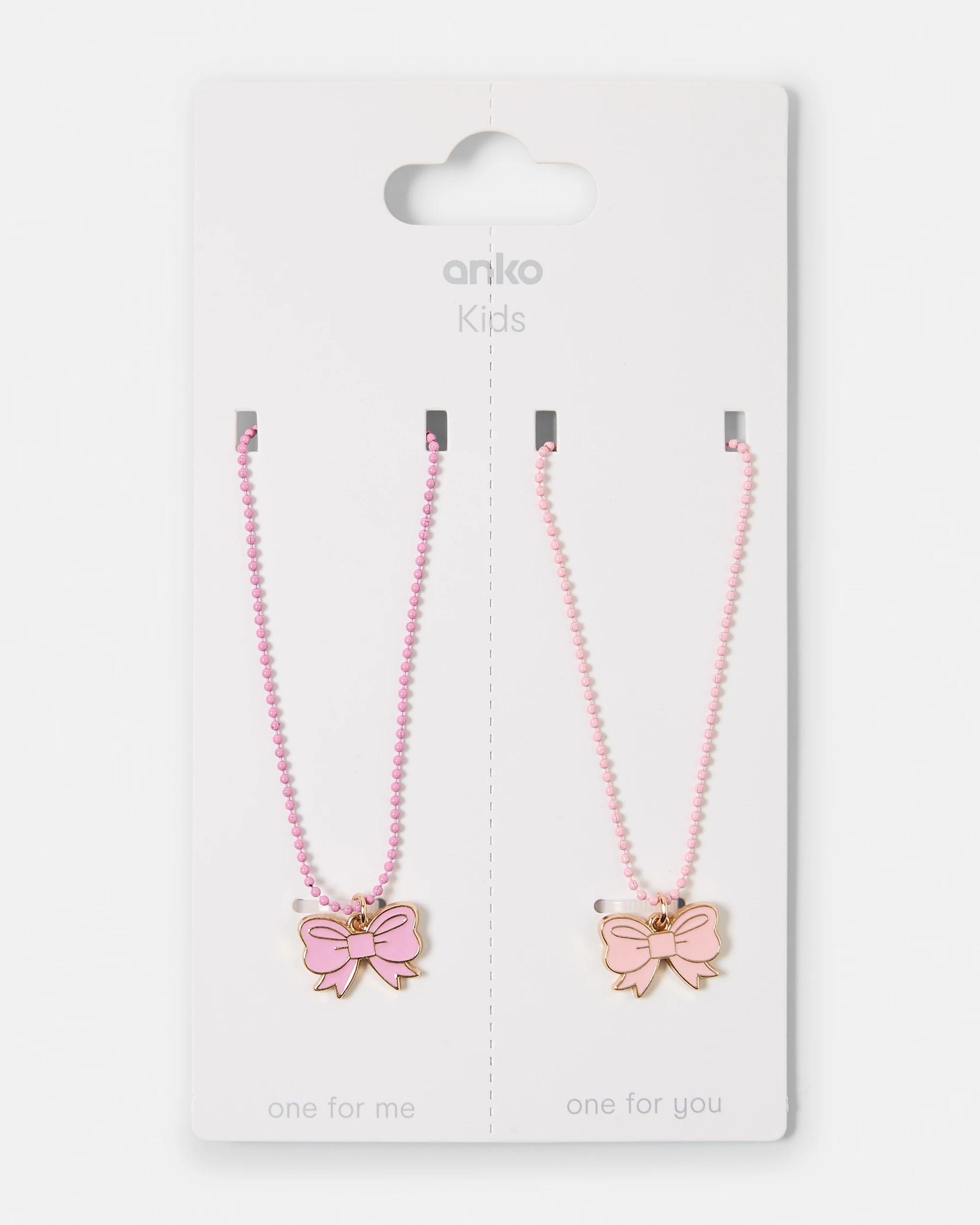 3 2 Pack Bow BFF Necklace - Pink, 3 of 3