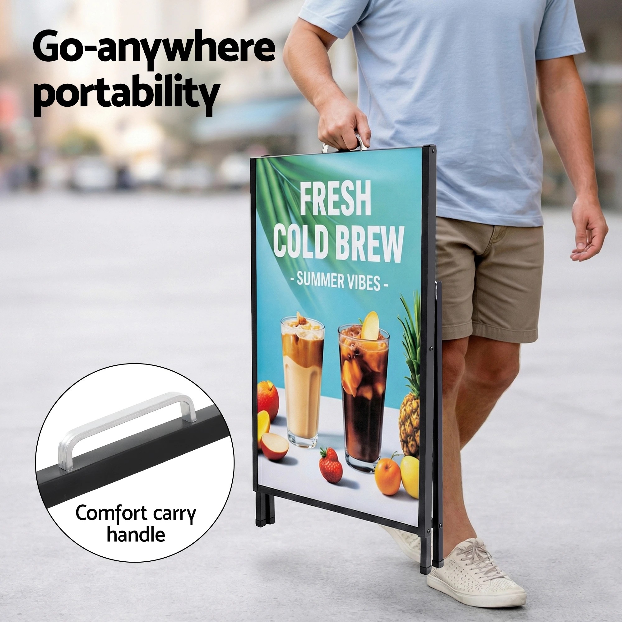 4 A1 Frame Sign Stand Single Sided Poster Display Board Outdoor Advertising 60x90cm - Black, 4 of 7