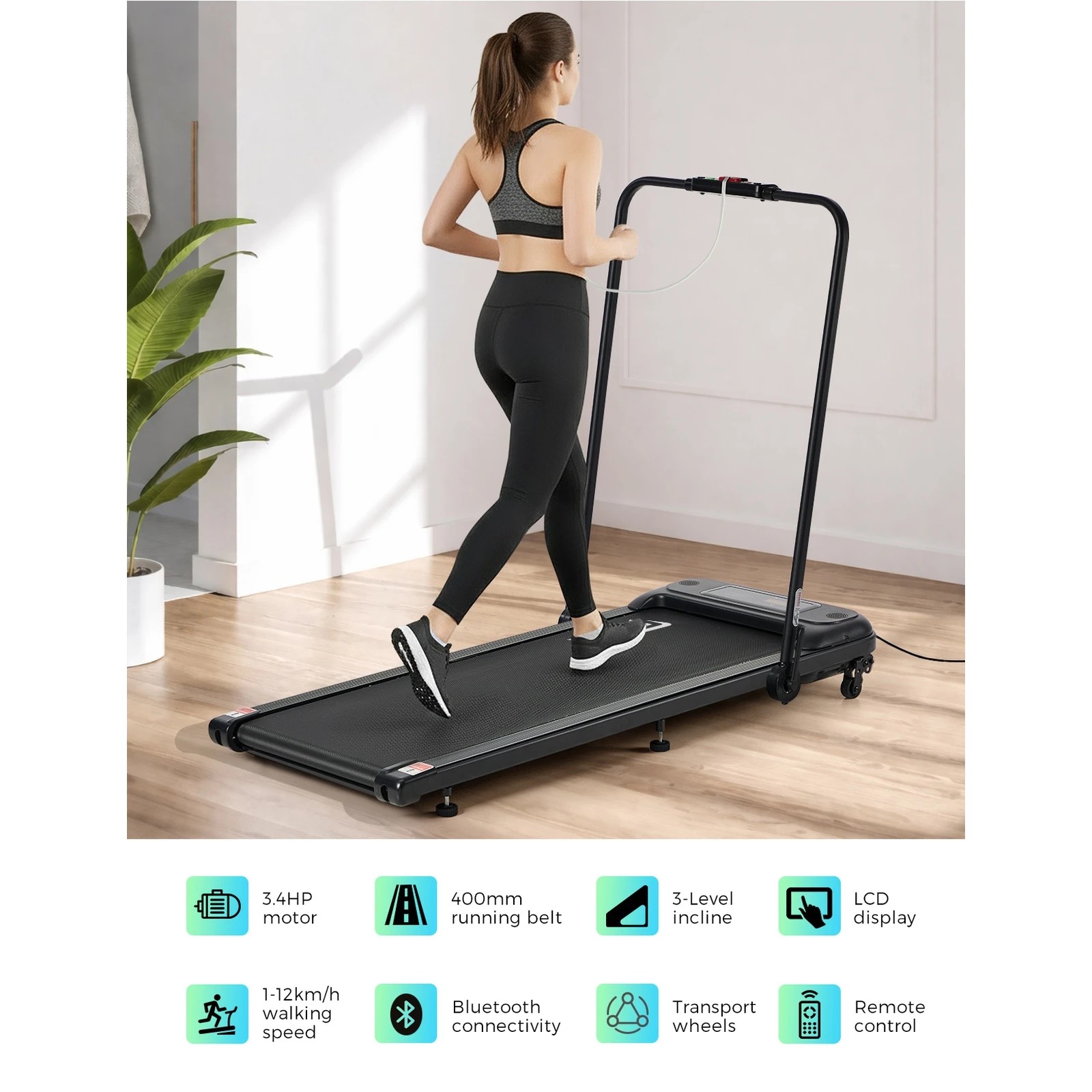 4 Finex Electric Walking Pad Foldable Under-Desk Treadmill - Black, 4 of 10