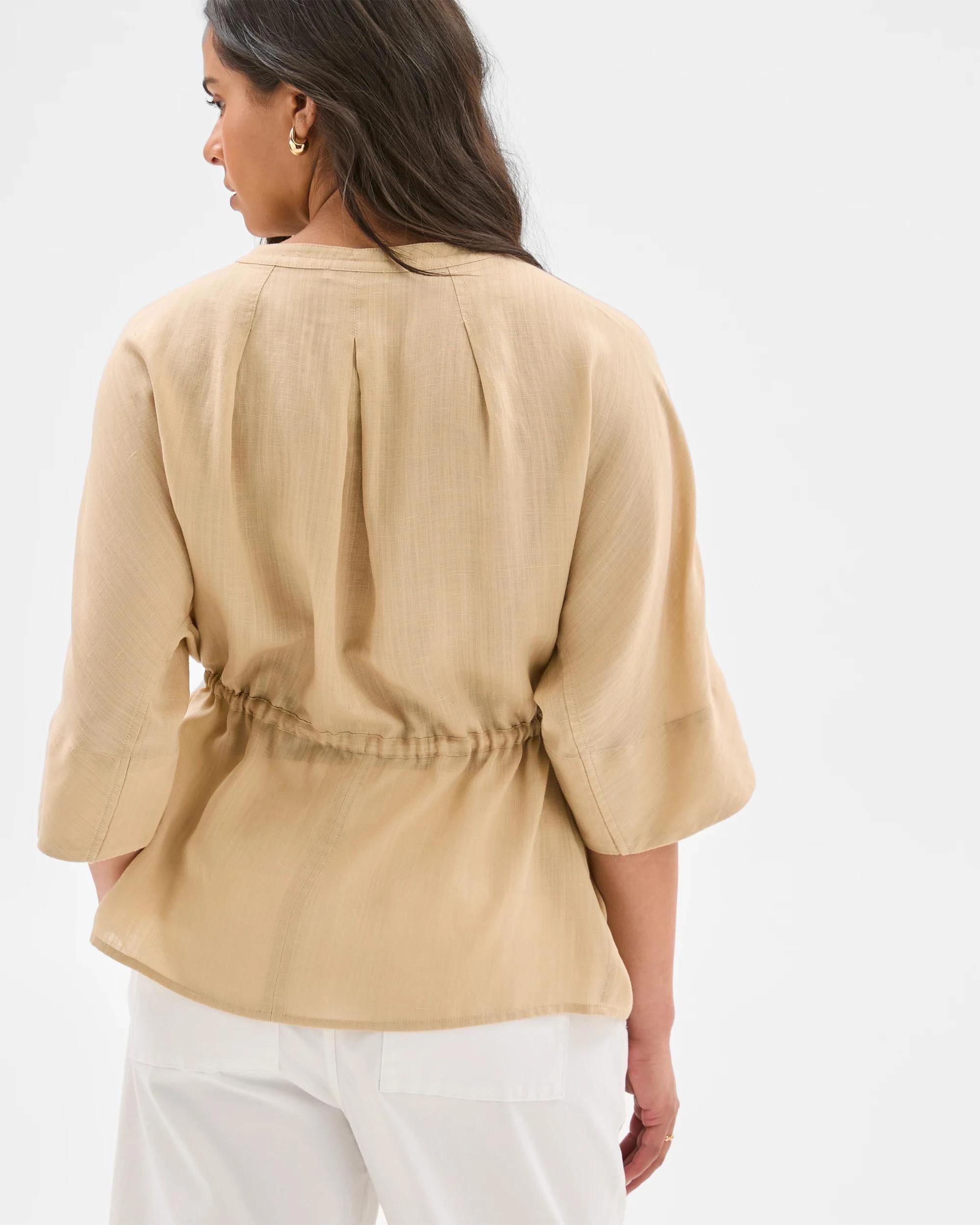 5 Target 3/4 Sleeve Tie Waist Blouse ASH BROWN, 5 of 5