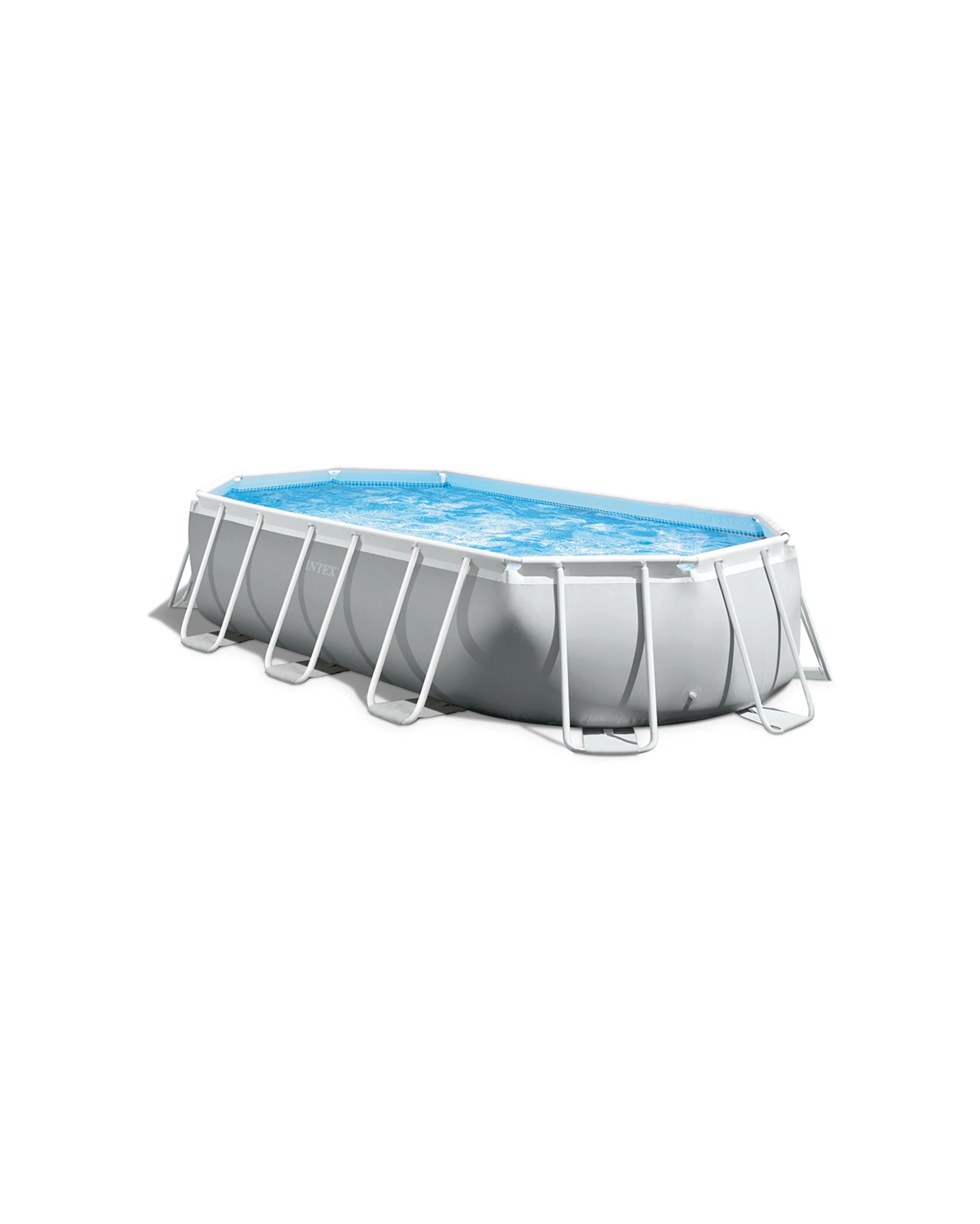 1 Intex Prism Frame Oval Above Ground Swimming Pool Set With Ladder - Grey, 1 of 8