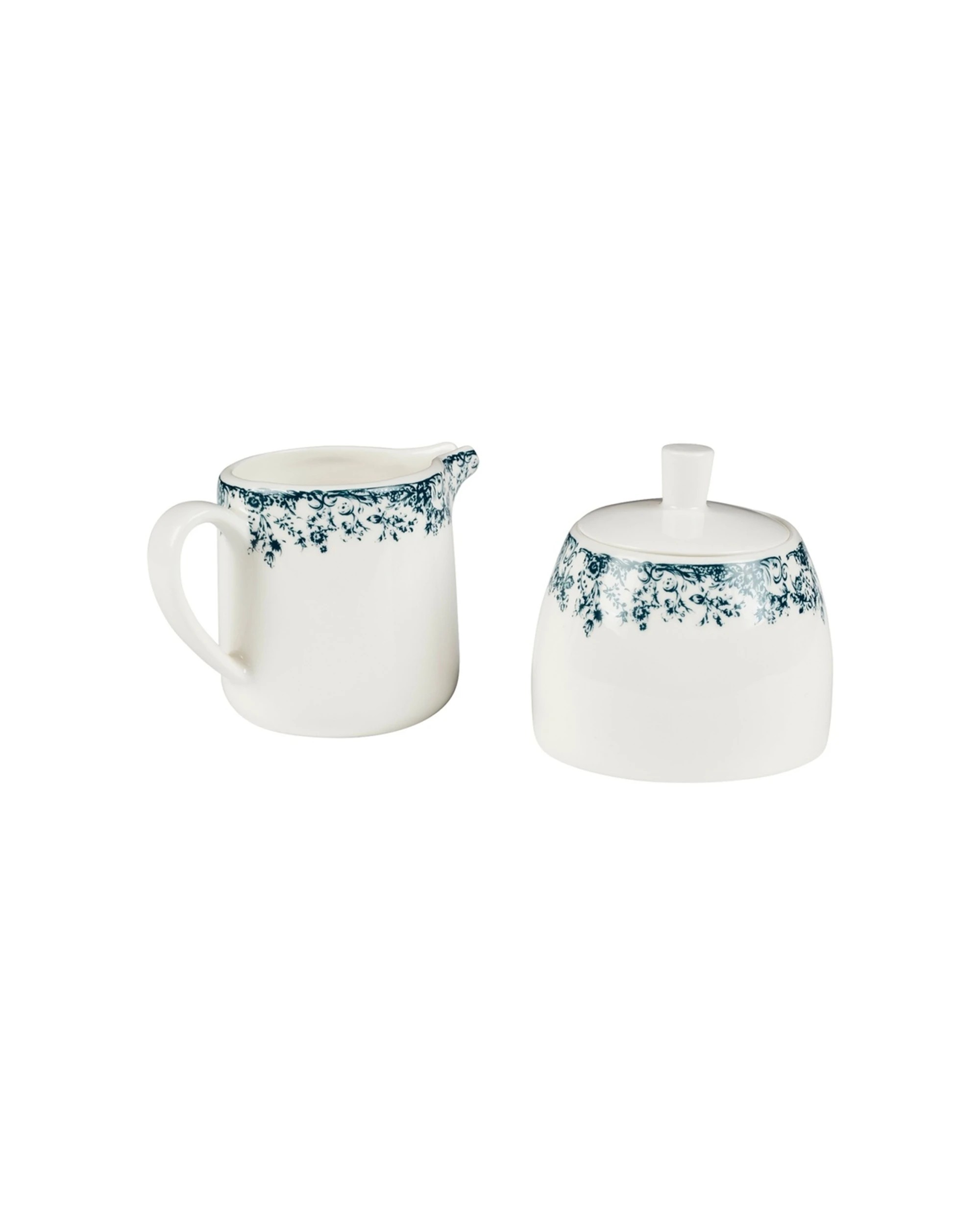 2 Casa Domani Rosetta Sugar & Creamer Set Durable Porcelain Elegant - Blue, 2 of 4