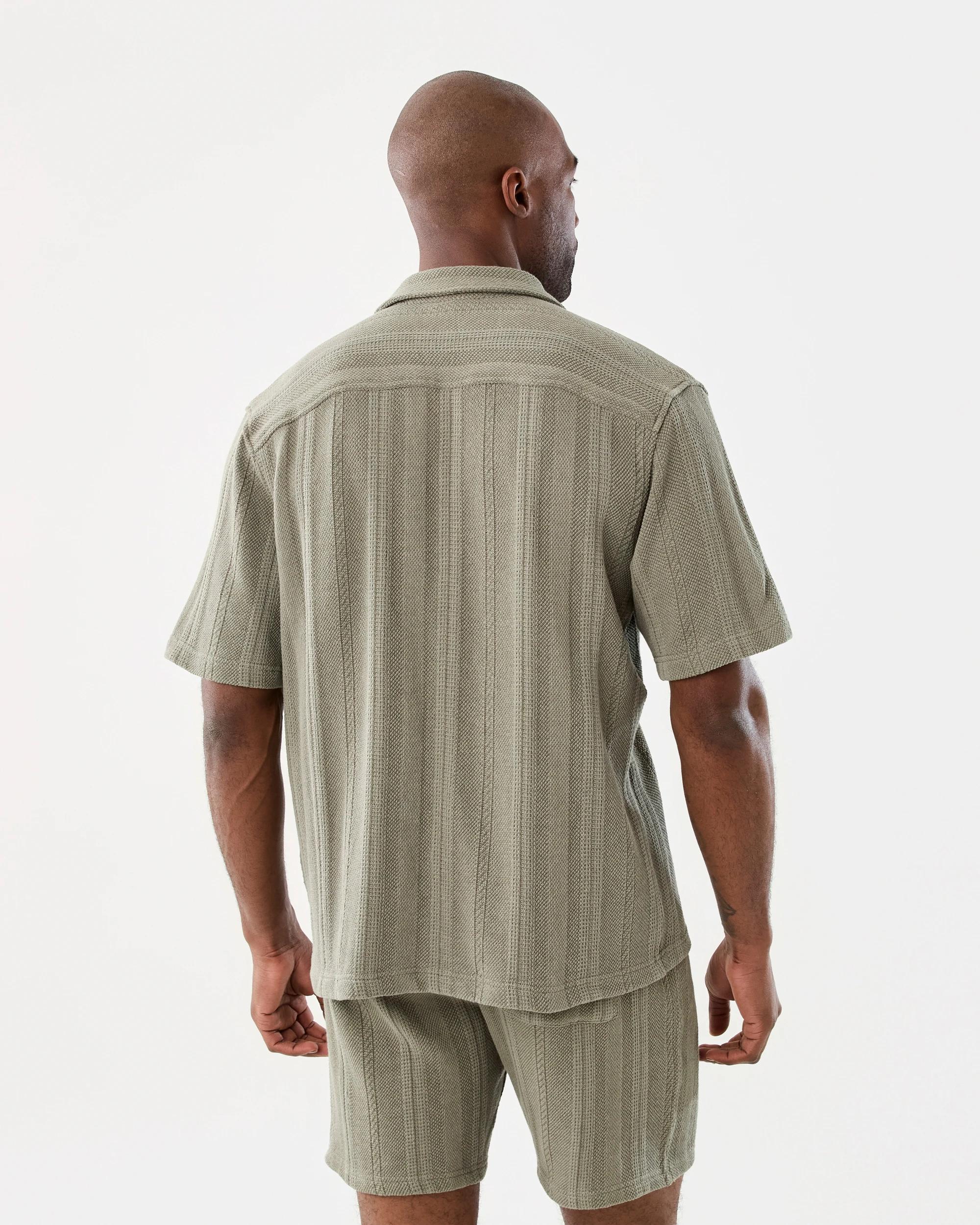 3 Short Sleeve Textured Shirt Grn Selfsp, 3 of 10