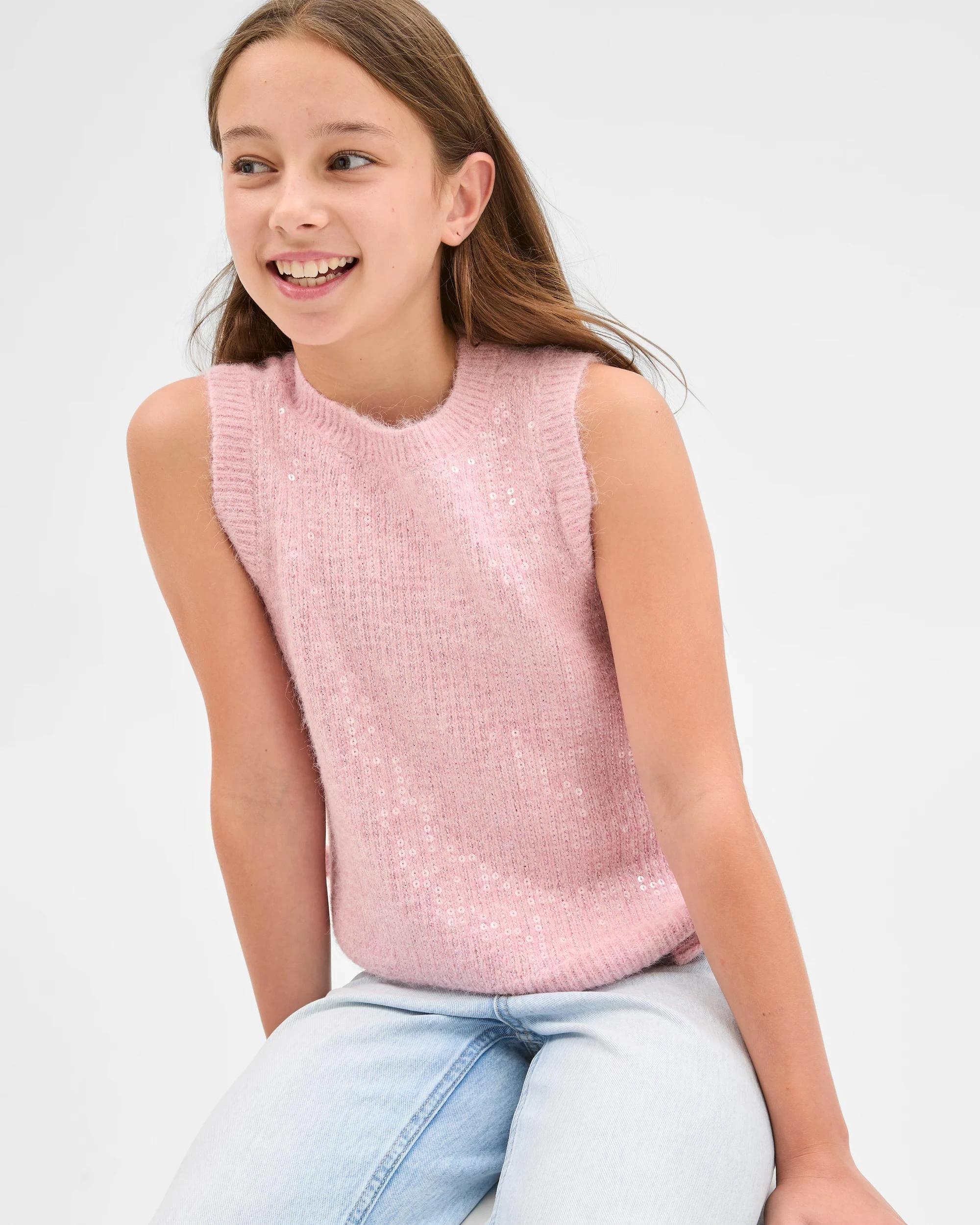 4 Target Kids Knit Sequin Vest BLEACHED MAUVE, 4 of 7