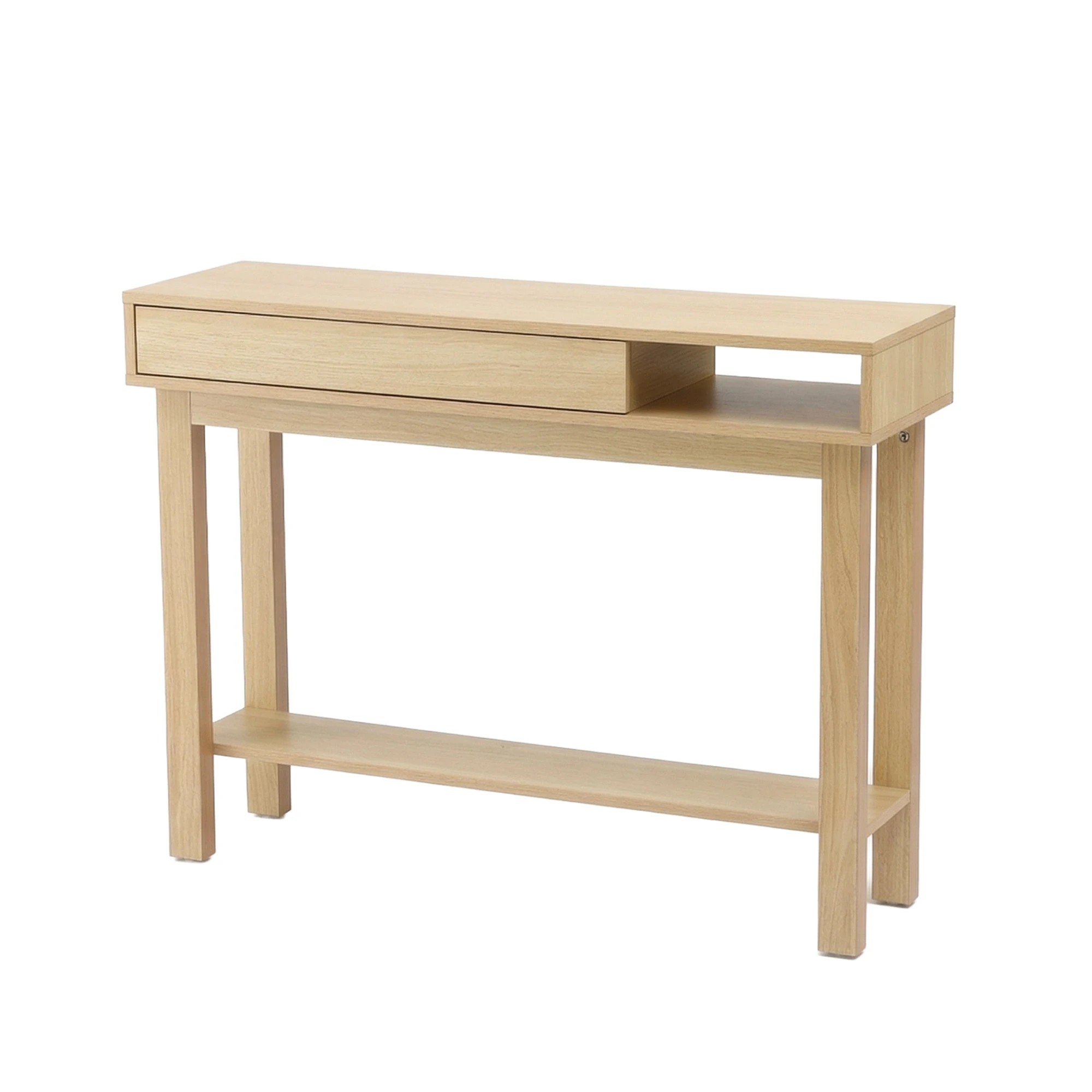 1 Artiss Console Table Entryway Hallway Sofa Side Table Drawer Shelf 100CM Wood - Natural, 1 of 8