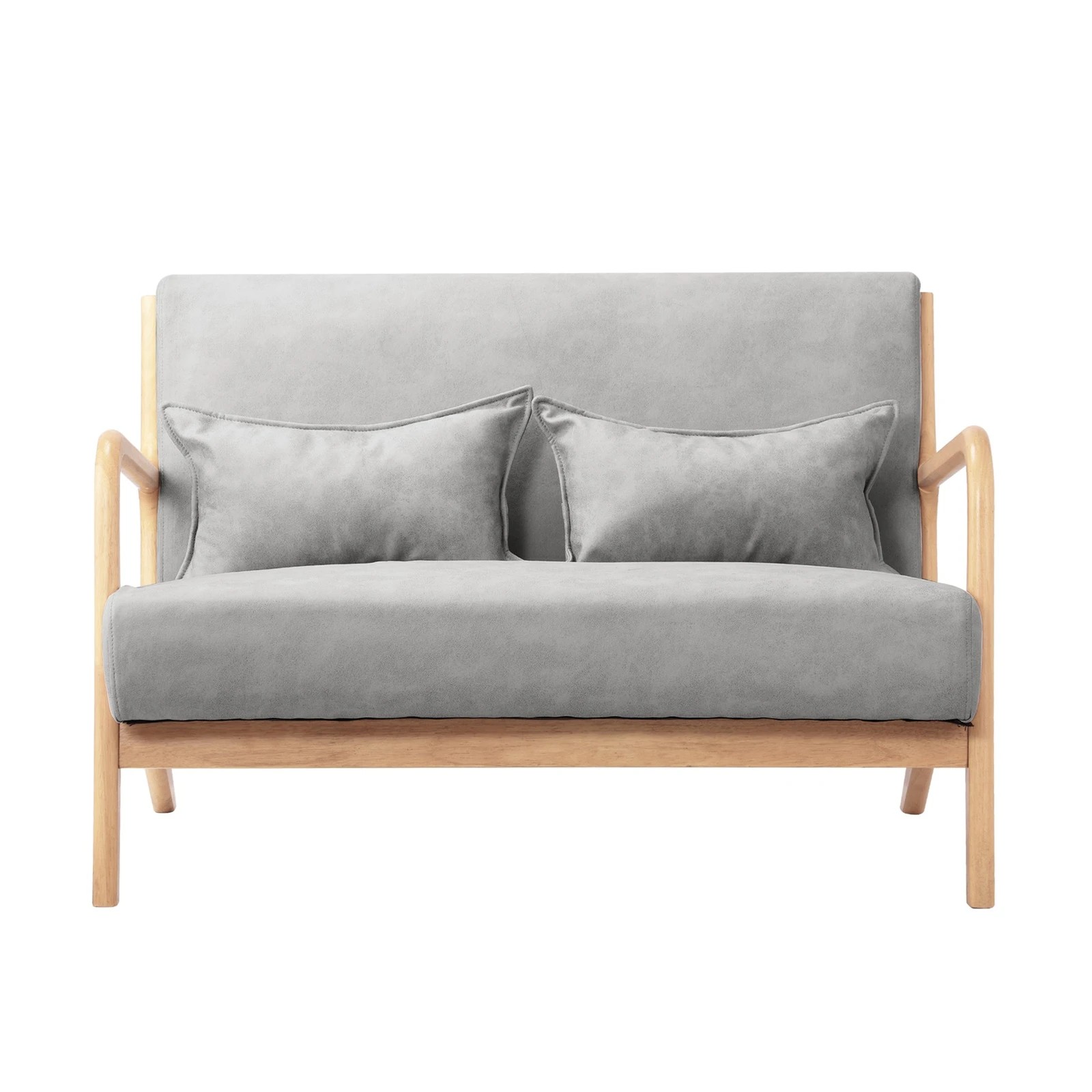 7 Oikiture Armchair Lounge Chair 2 Seater Accent Couch Sofa Fabric  Pillows
 - Grey, 7 of 10