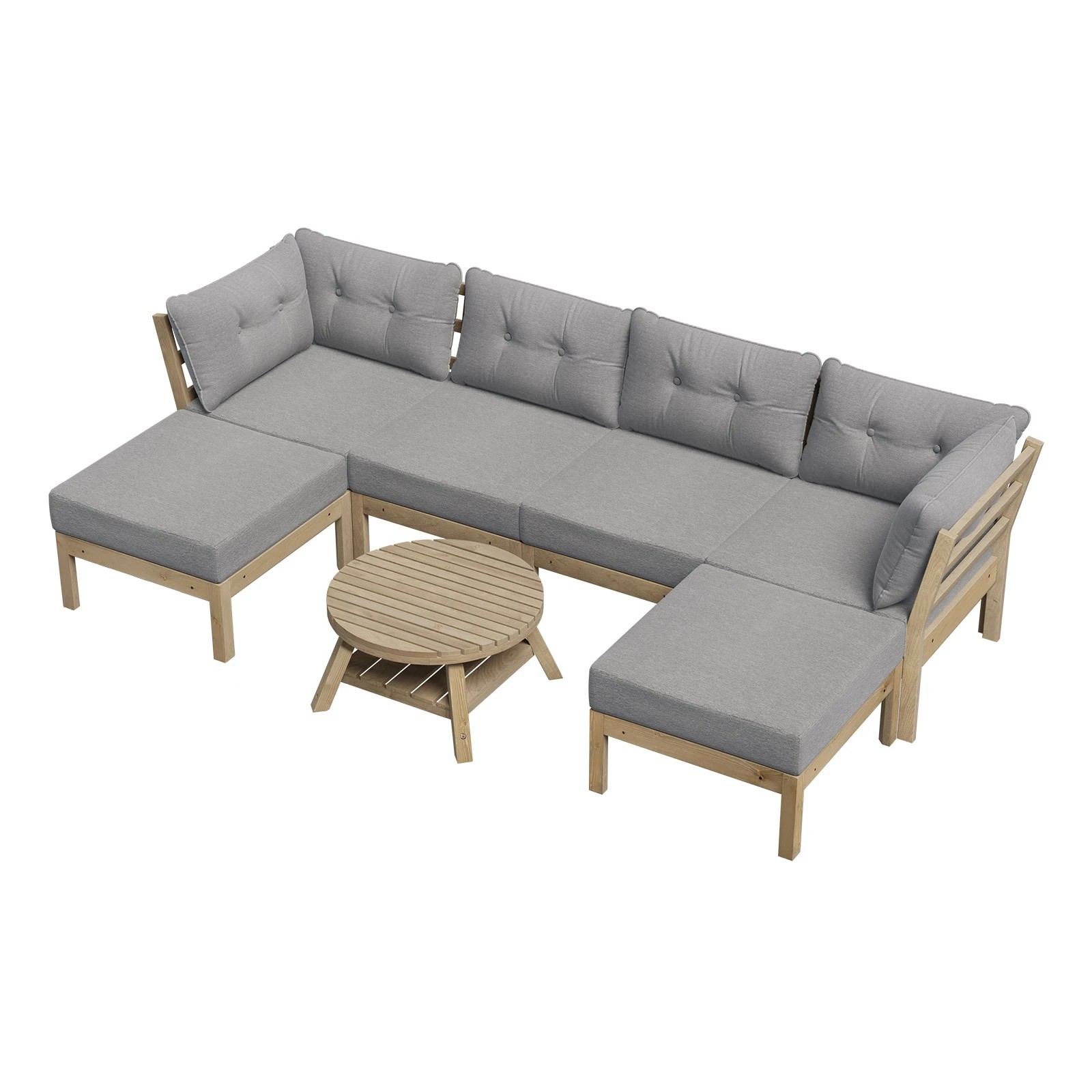 1 Livsip 7 Piece Outdoor Lounge Sofa Set Garden Furniture Dining Table Chairs
 - Grey, 1 of 9