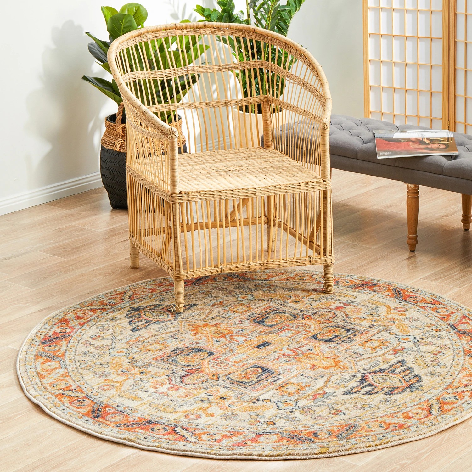 1 Common Ground Rugs Eterna 850 200x200cm - Medium Round Power Loomed Pet Friendly Rug - Beige, 1 of 8