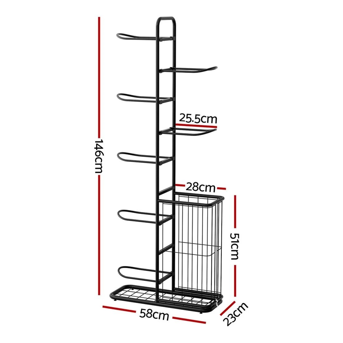 2 Everfit Ball Storage Rack - Black, 2 of 6