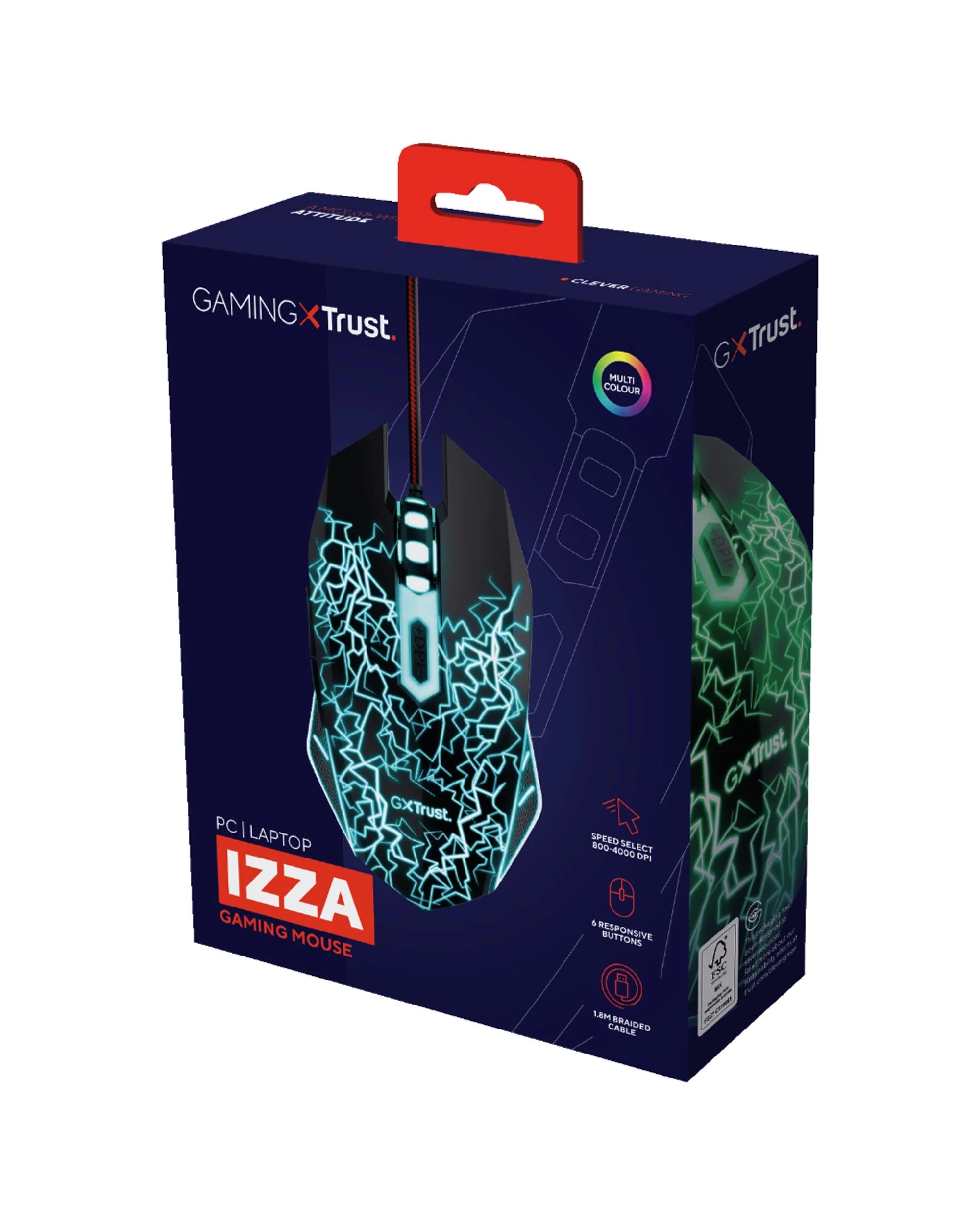 5 Trust GXT105X Izza Wired RGB Gaming Mouse - Black, 5 of 9